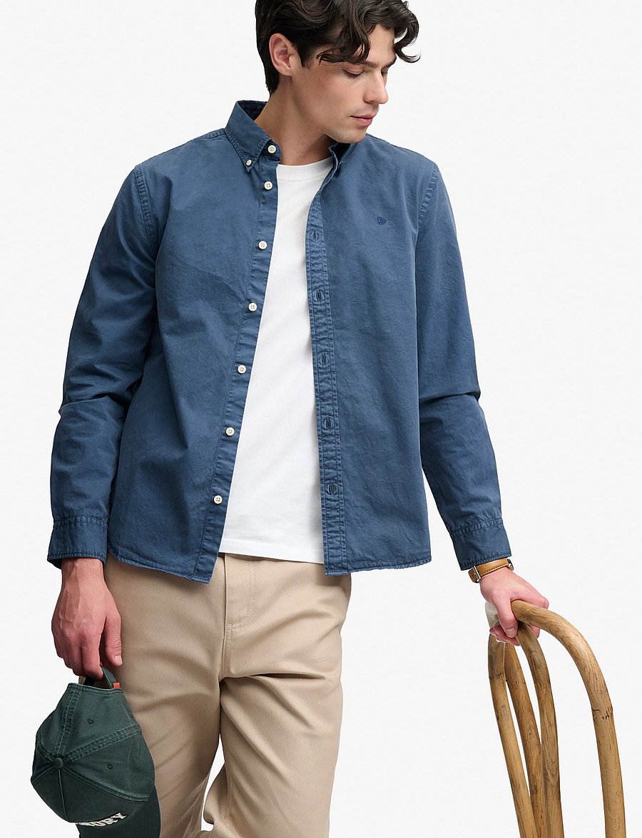 Superdry - GARMENT DYED L/S SHIRT - oxford-hemden - tumbled slate blue - 4
