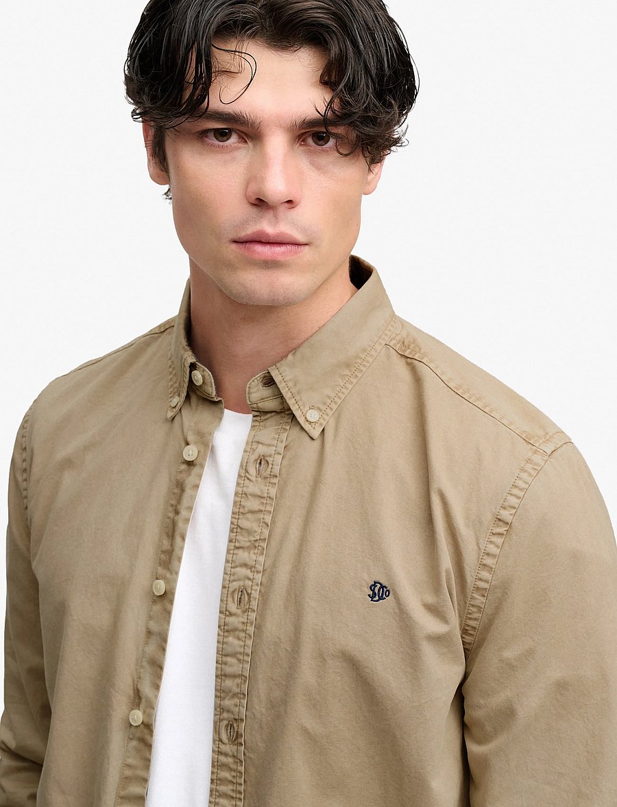 Superdry - GARMENT DYED L/S SHIRT - oxfordi särgid - tumbled tan - 3