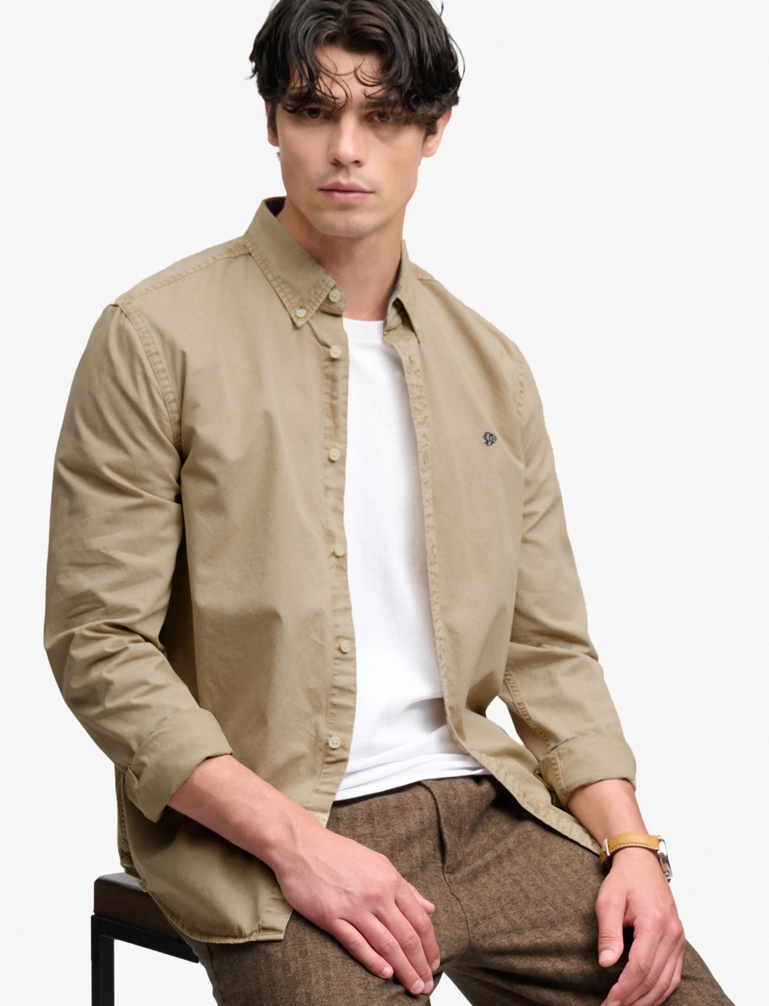 Superdry - GARMENT DYED L/S SHIRT - oxfordi särgid - tumbled tan - 4