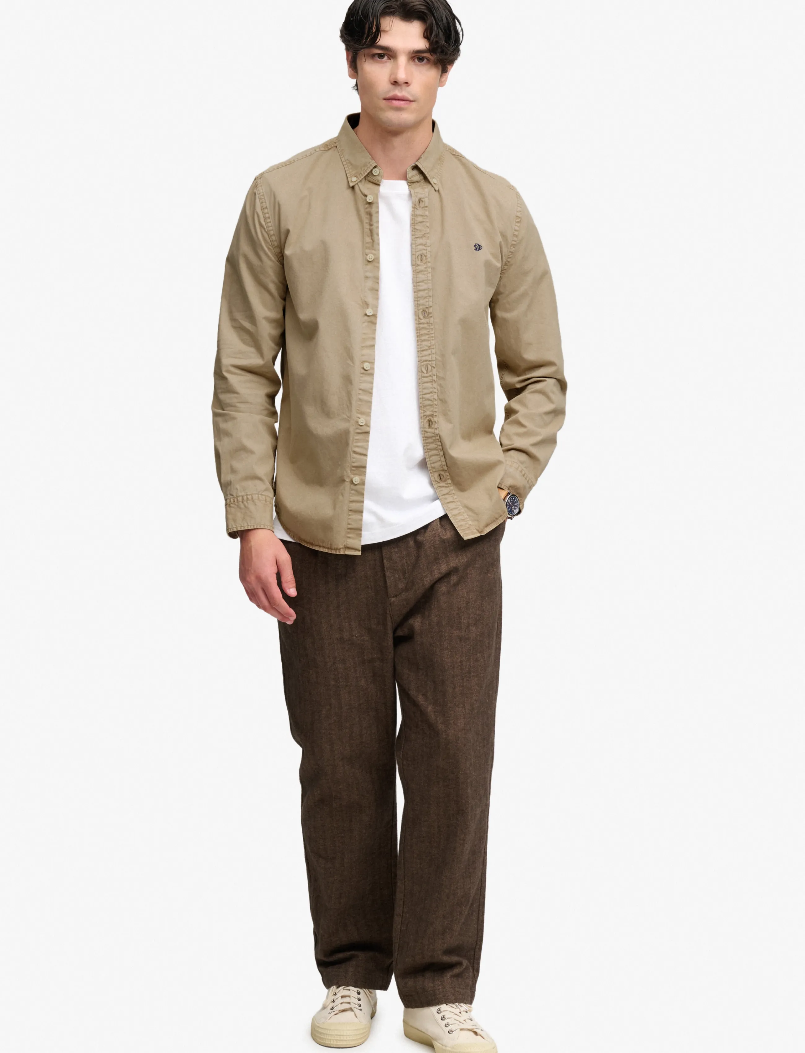 Superdry - GARMENT DYED L/S SHIRT - oxfordi särgid - tumbled tan - 5