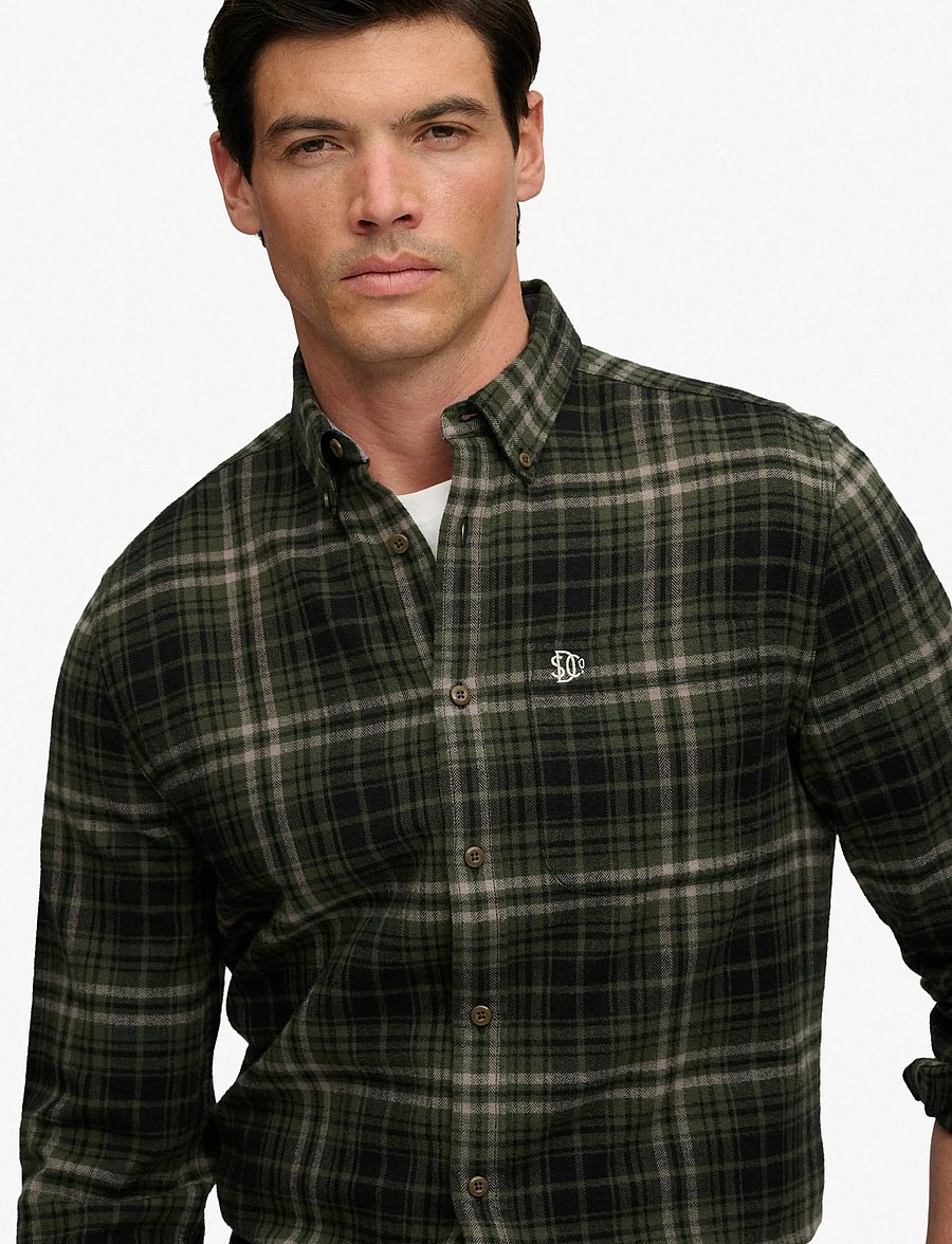 Superdry - L/S COTTON LUMBERJACK SHIRT - flanellskjortor - frontier check olive green - 3