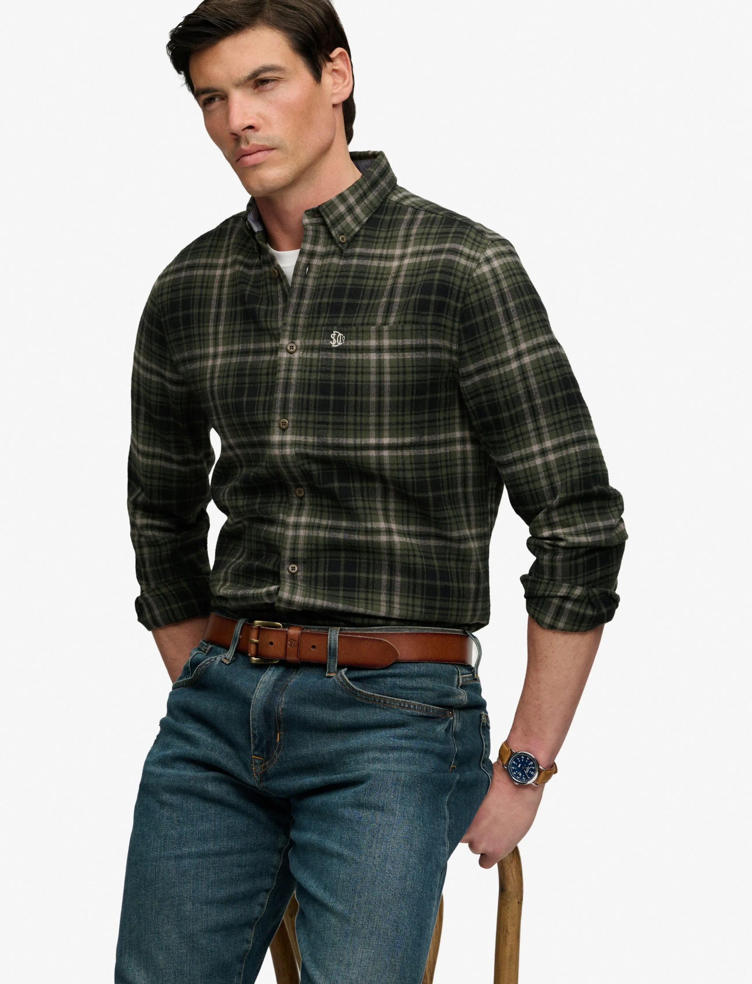 Superdry - L/S COTTON LUMBERJACK SHIRT - frontier check olive green - 4