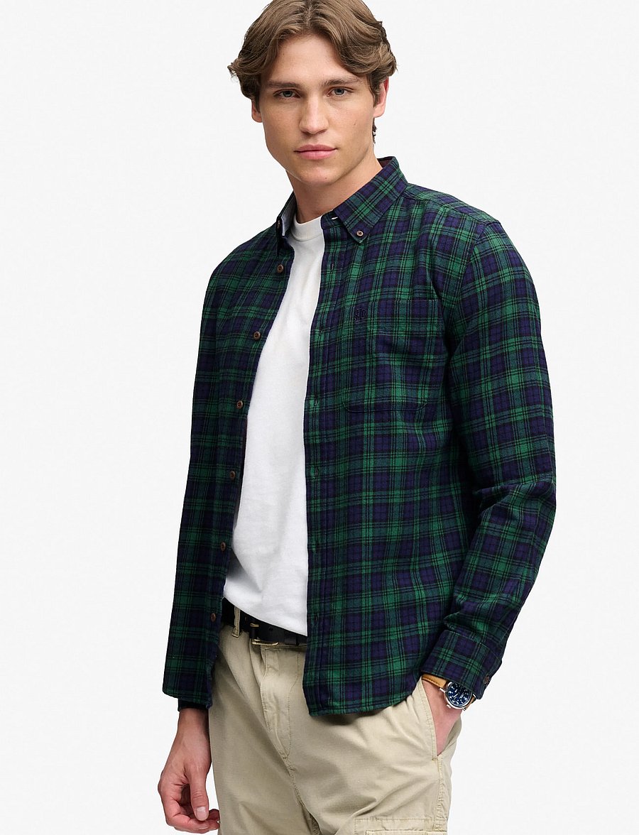 Superdry - L/S COTTON LUMBERJACK SHIRT - flanell-hemden - blackwatch navy check - 0
