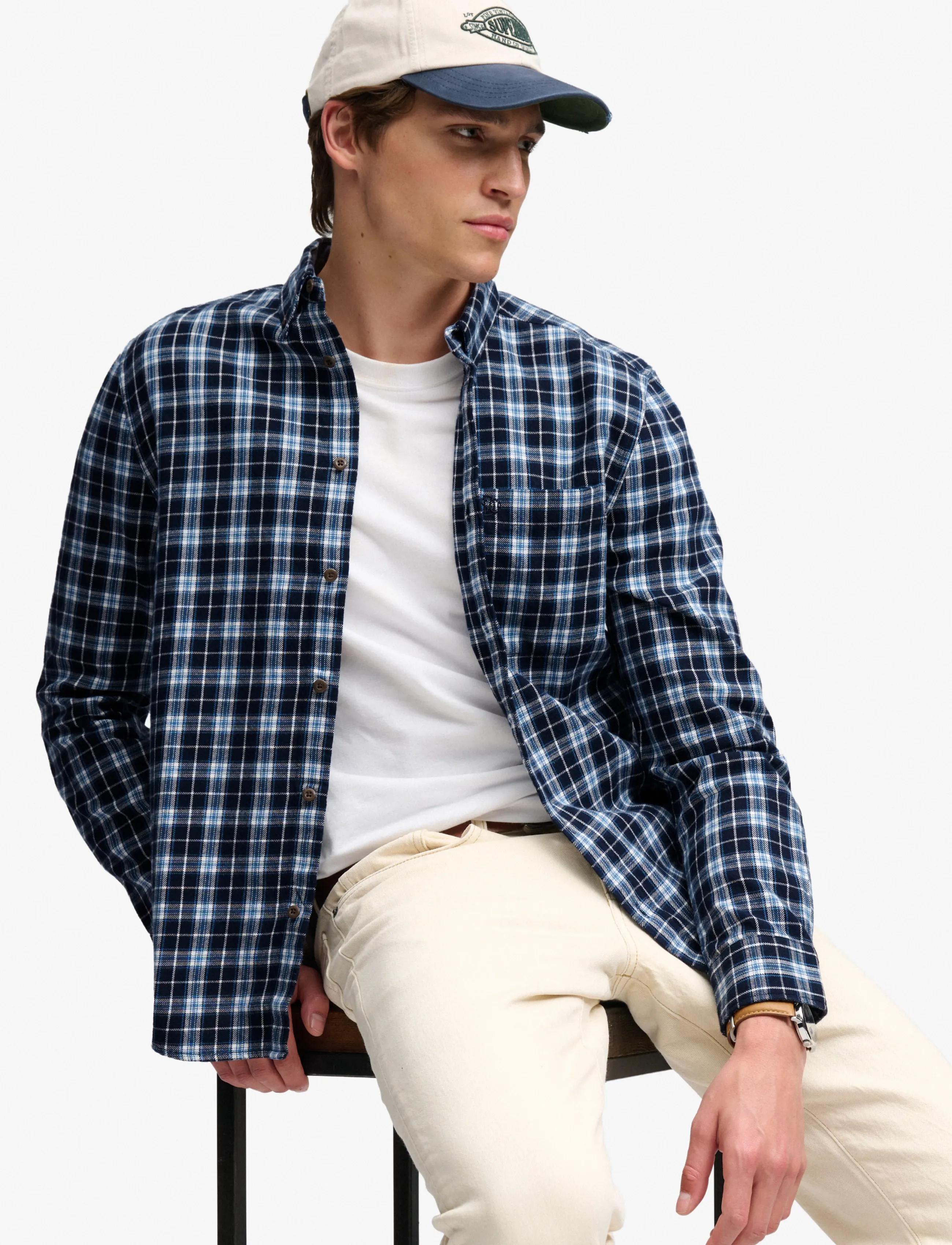 Superdry - L/S COTTON LUMBERJACK SHIRT - flannel shirts - cambell navy check - 4