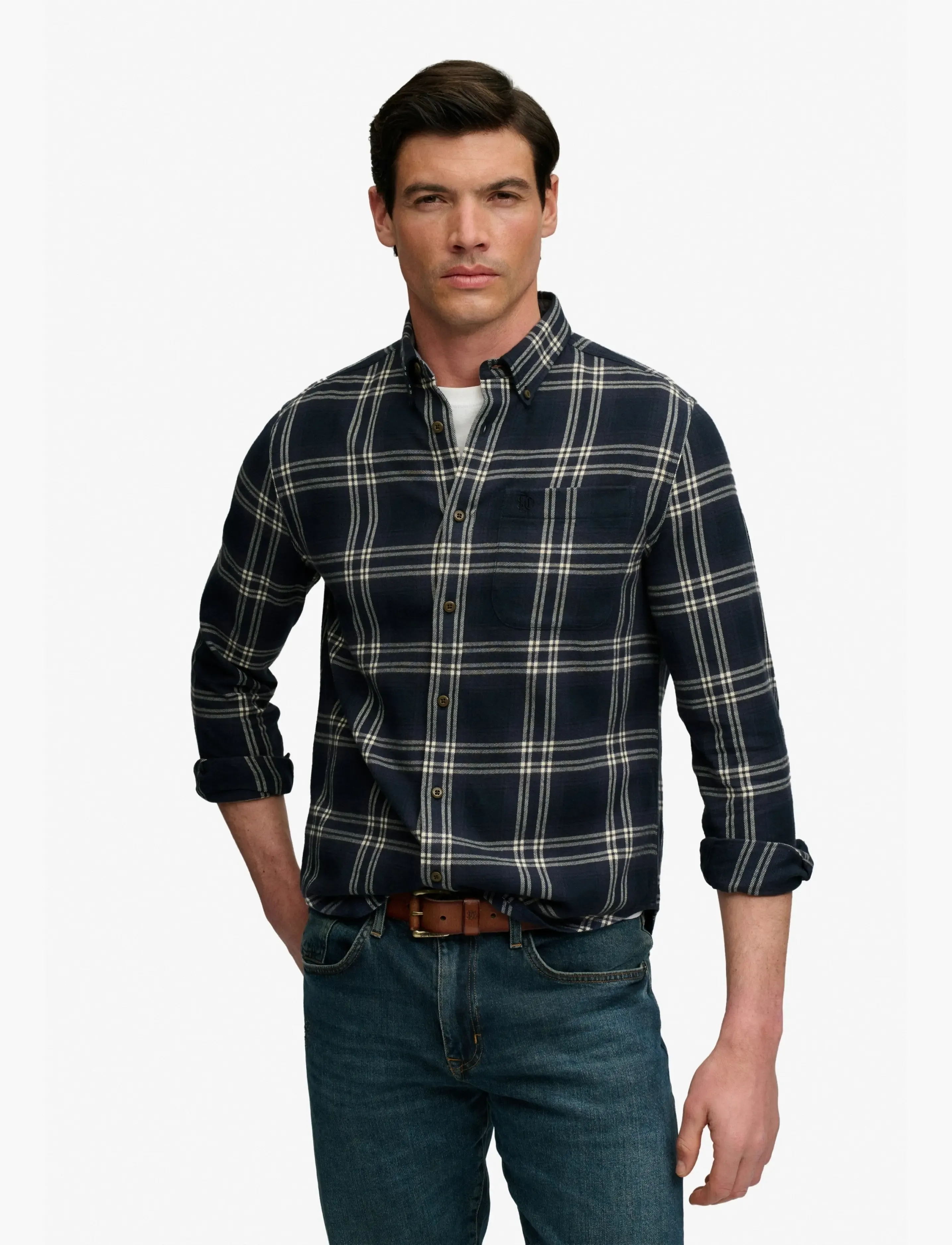 Superdry L/S COTTON LUMBERJACK SHIRT - Casual shirts - NAVY WINDOW CHECK / navy