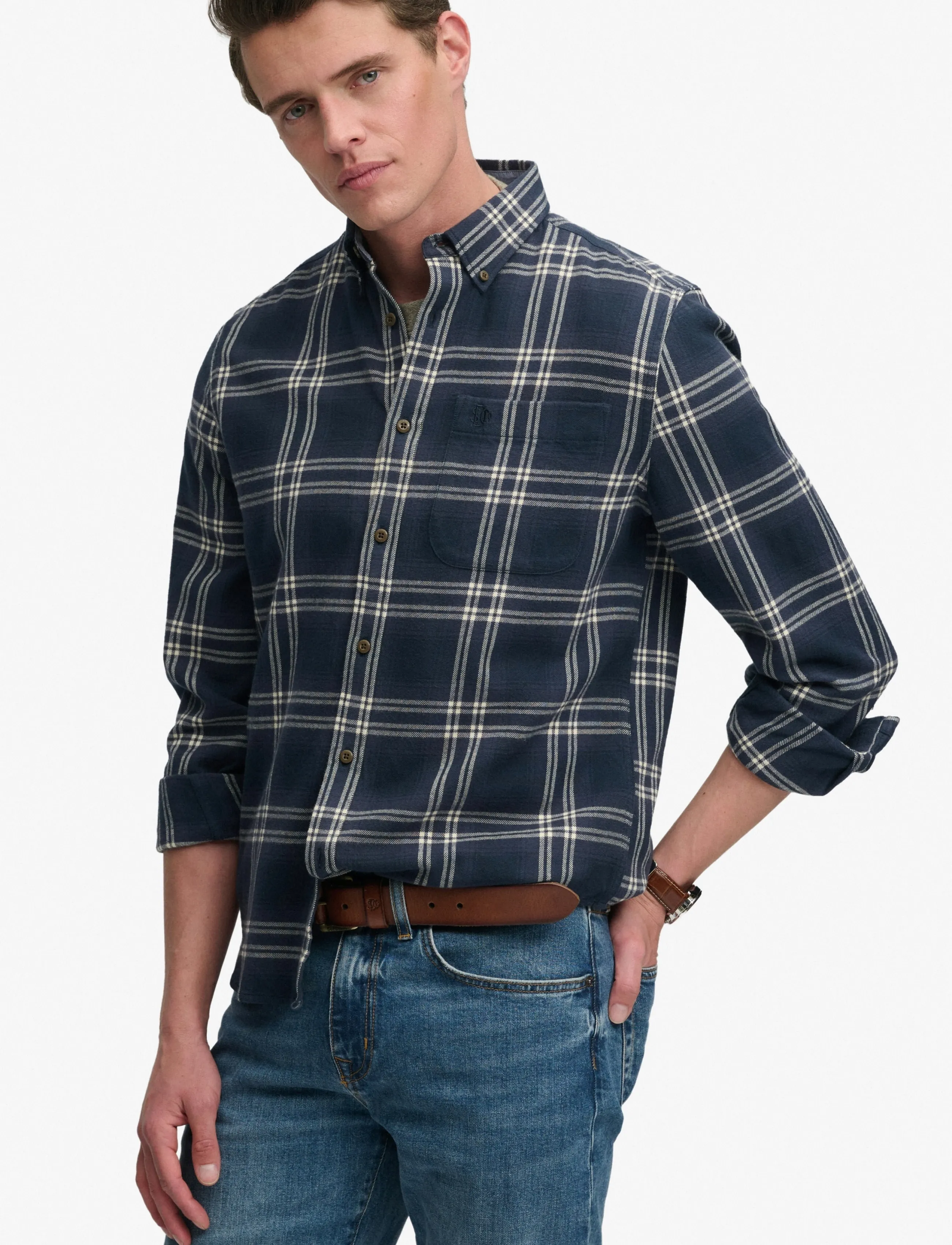Superdry - L/S COTTON LUMBERJACK SHIRT - flannel shirts - navy window check - 4