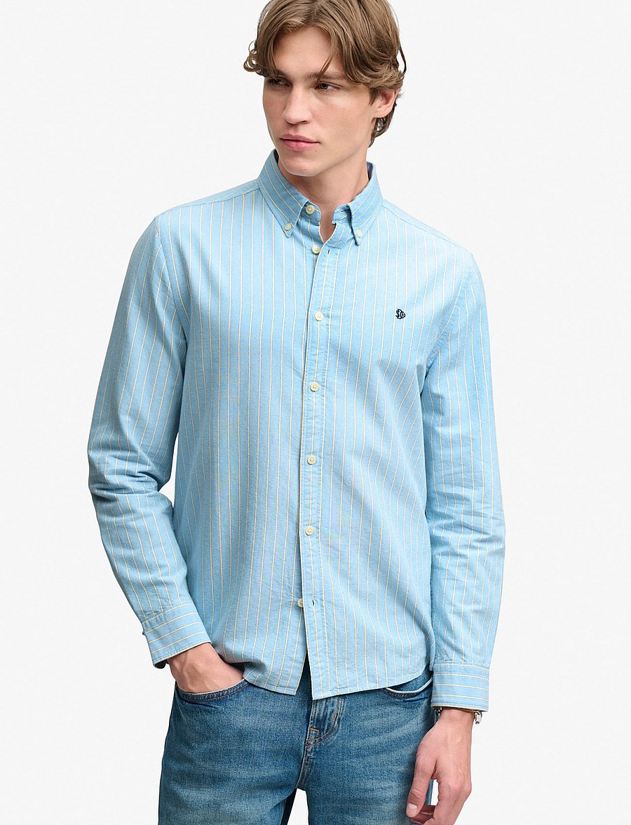 Superdry - PREPPY OXFORD L/S SHIRT - stribede skjorter - blue yellow blazer stripe - 0