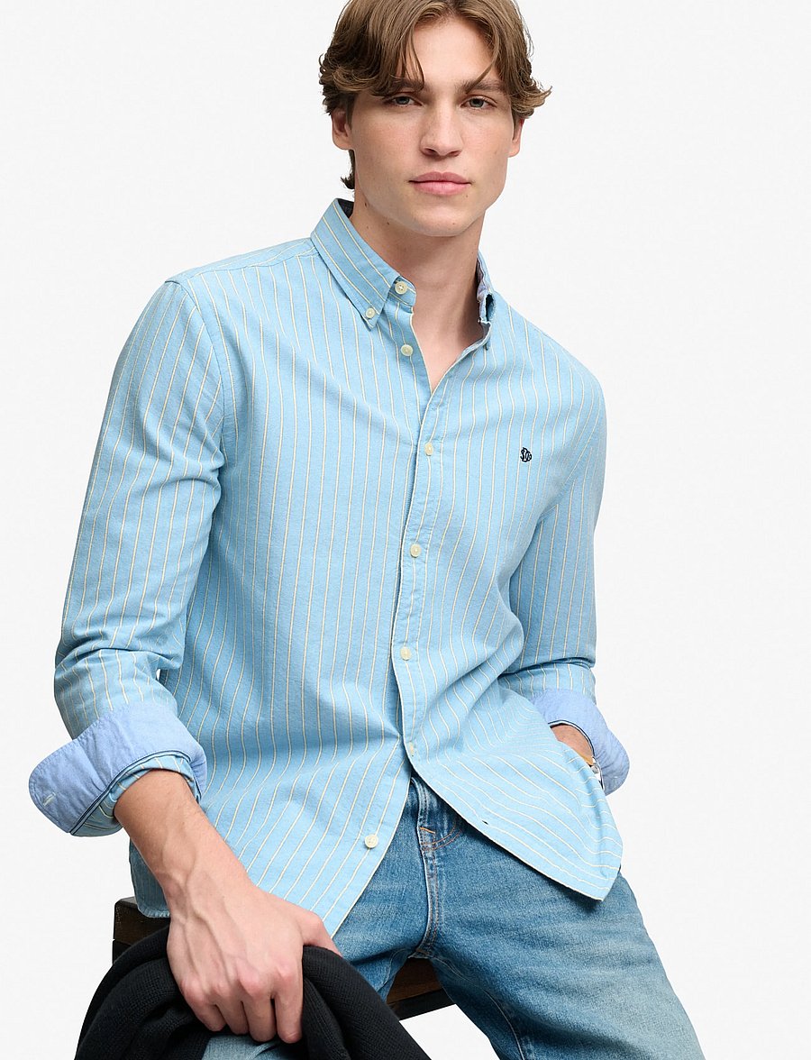 Superdry - PREPPY OXFORD L/S SHIRT - stribede skjorter - blue yellow blazer stripe - 4