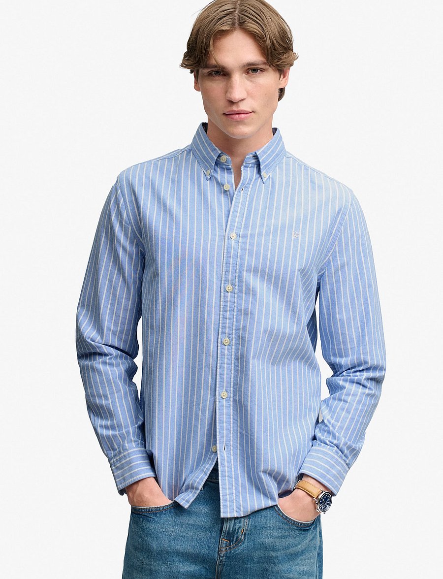 Superdry - PREPPY OXFORD L/S SHIRT - oxford-hemden - broker blue stripe - 0