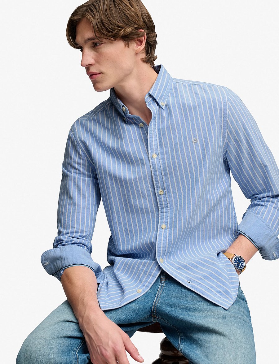 Superdry - PREPPY OXFORD L/S SHIRT - oxford-hemden - broker blue stripe - 4