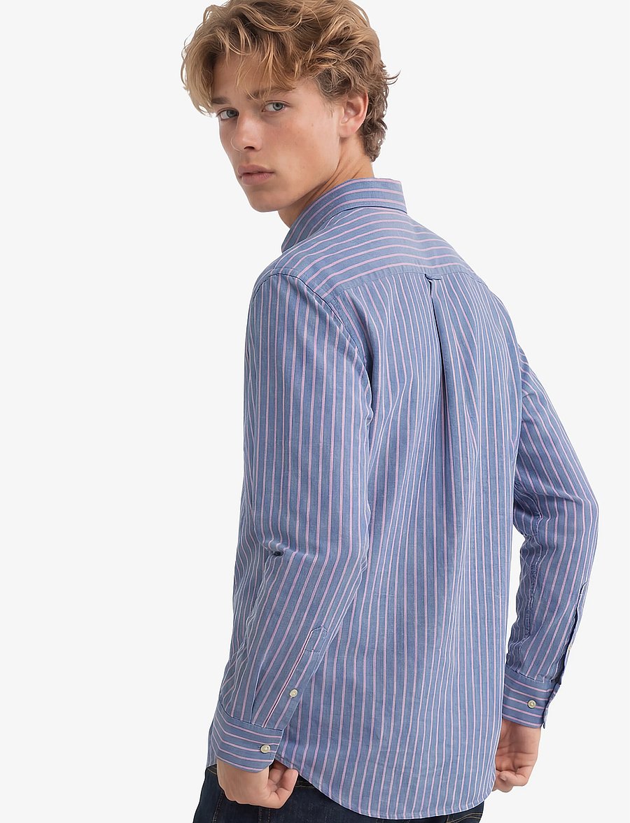 Superdry - PREPPY OXFORD L/S SHIRT - triibulised särgid - broker navy pink stripe - 2