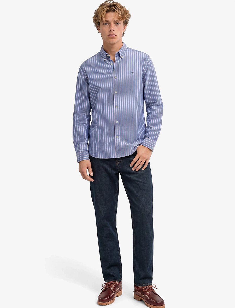 Superdry - PREPPY OXFORD L/S SHIRT - triibulised särgid - broker navy pink stripe - 5