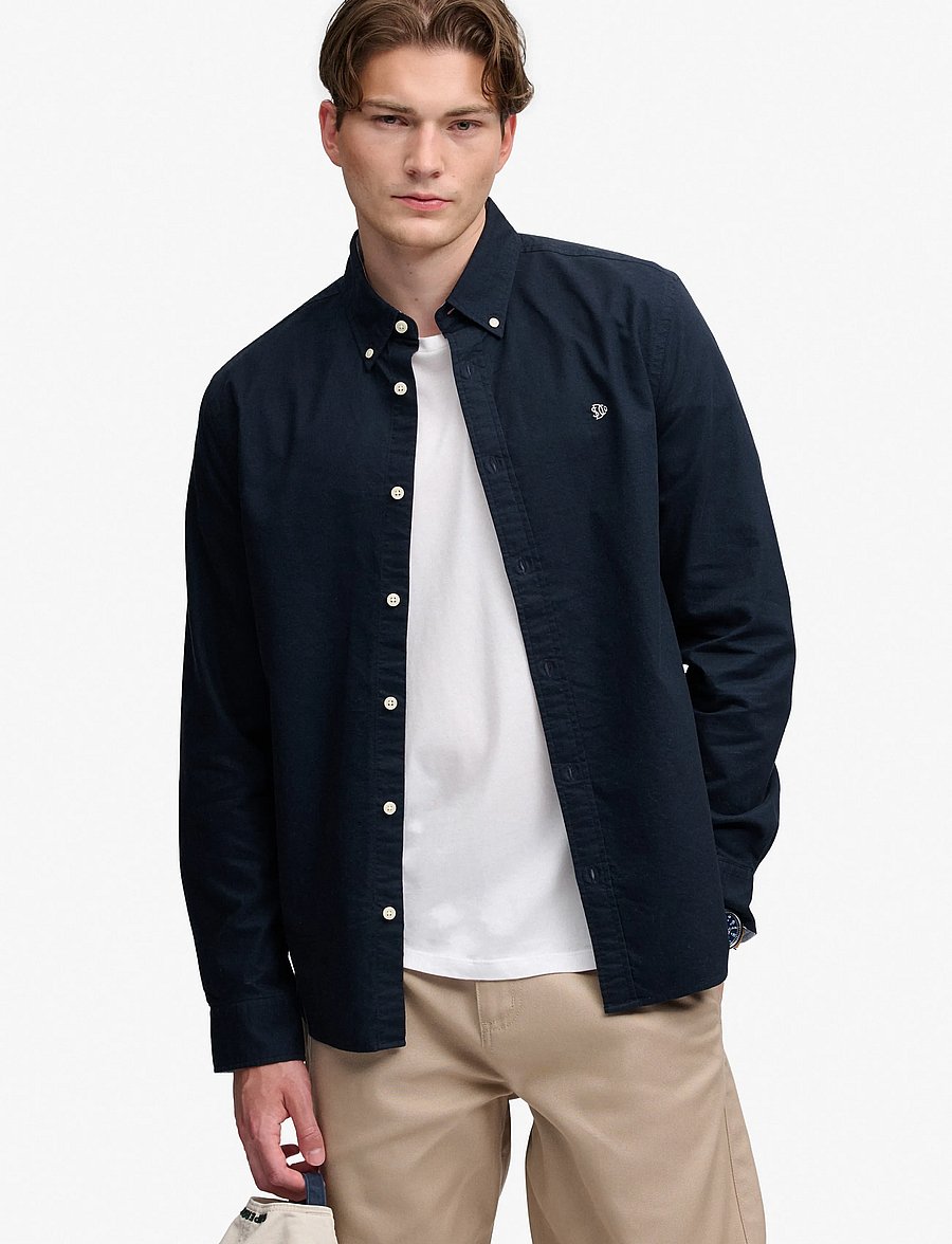 Superdry - PREPPY OXFORD L/S SHIRT - triibulised särgid - eclipse navy - 0