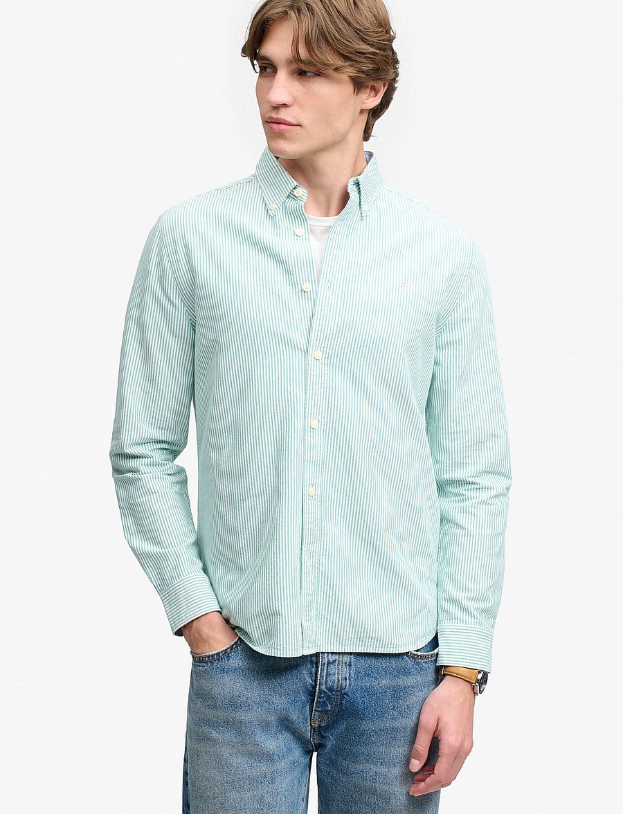 Superdry - PREPPY OXFORD L/S SHIRT - triibulised särgid - mint mini stripe - 0