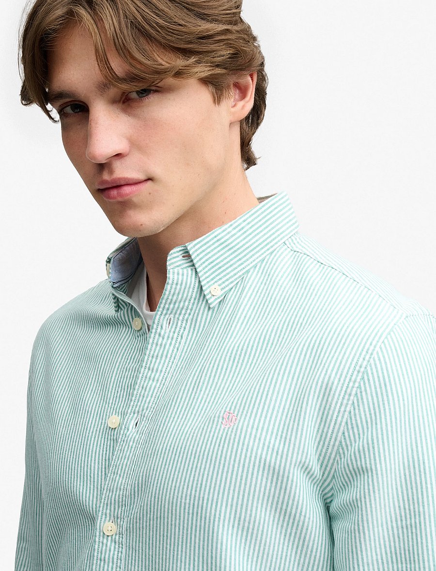 Superdry - PREPPY OXFORD L/S SHIRT - triibulised särgid - mint mini stripe - 3