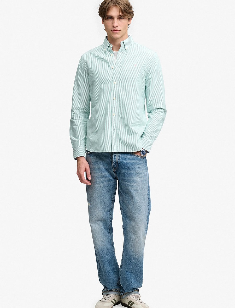 Superdry - PREPPY OXFORD L/S SHIRT - triibulised särgid - mint mini stripe - 5