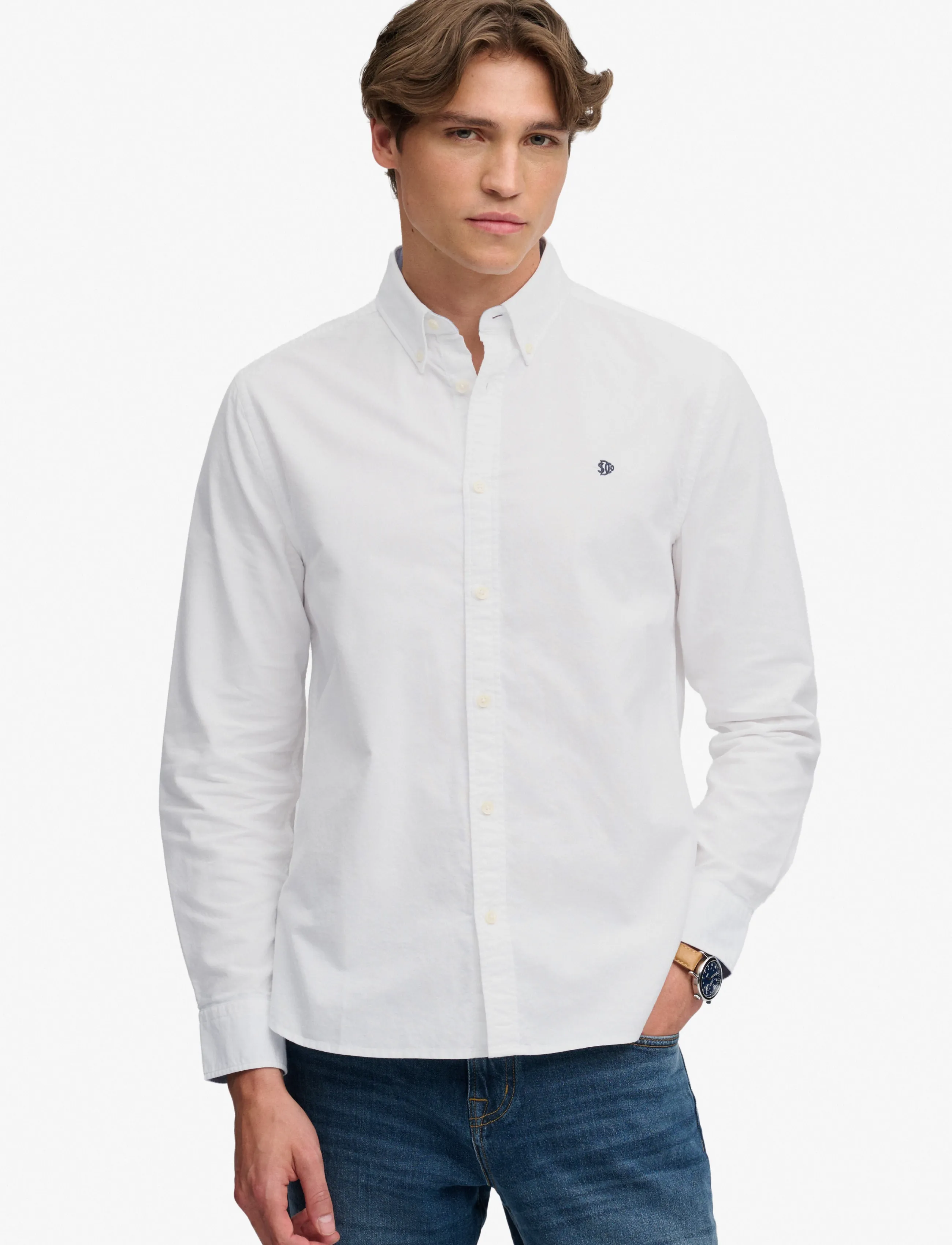 Superdry PREPPY OXFORD L/S SHIRT - Clothing - OPTIC WHITE / white