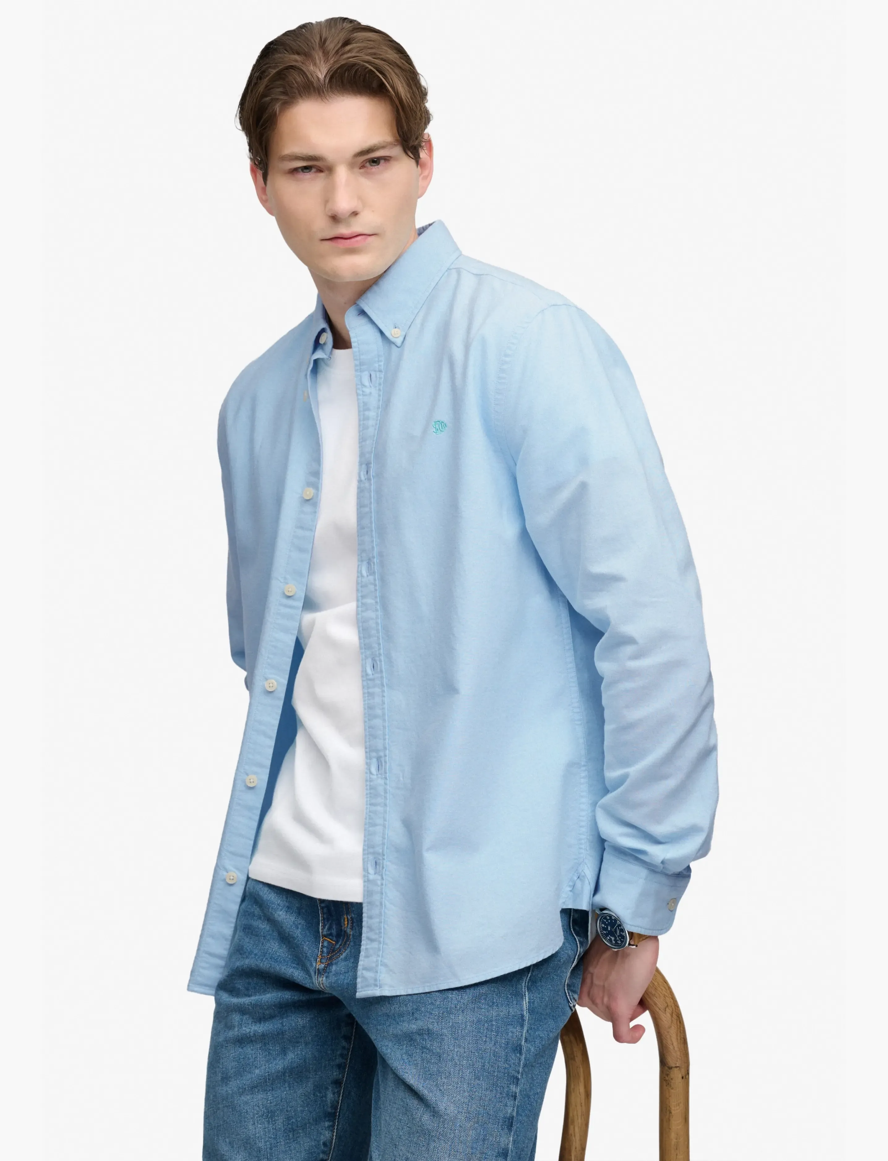 Superdry - PREPPY OXFORD L/S SHIRT - gestreifte hemden - pale blue chambray - 4