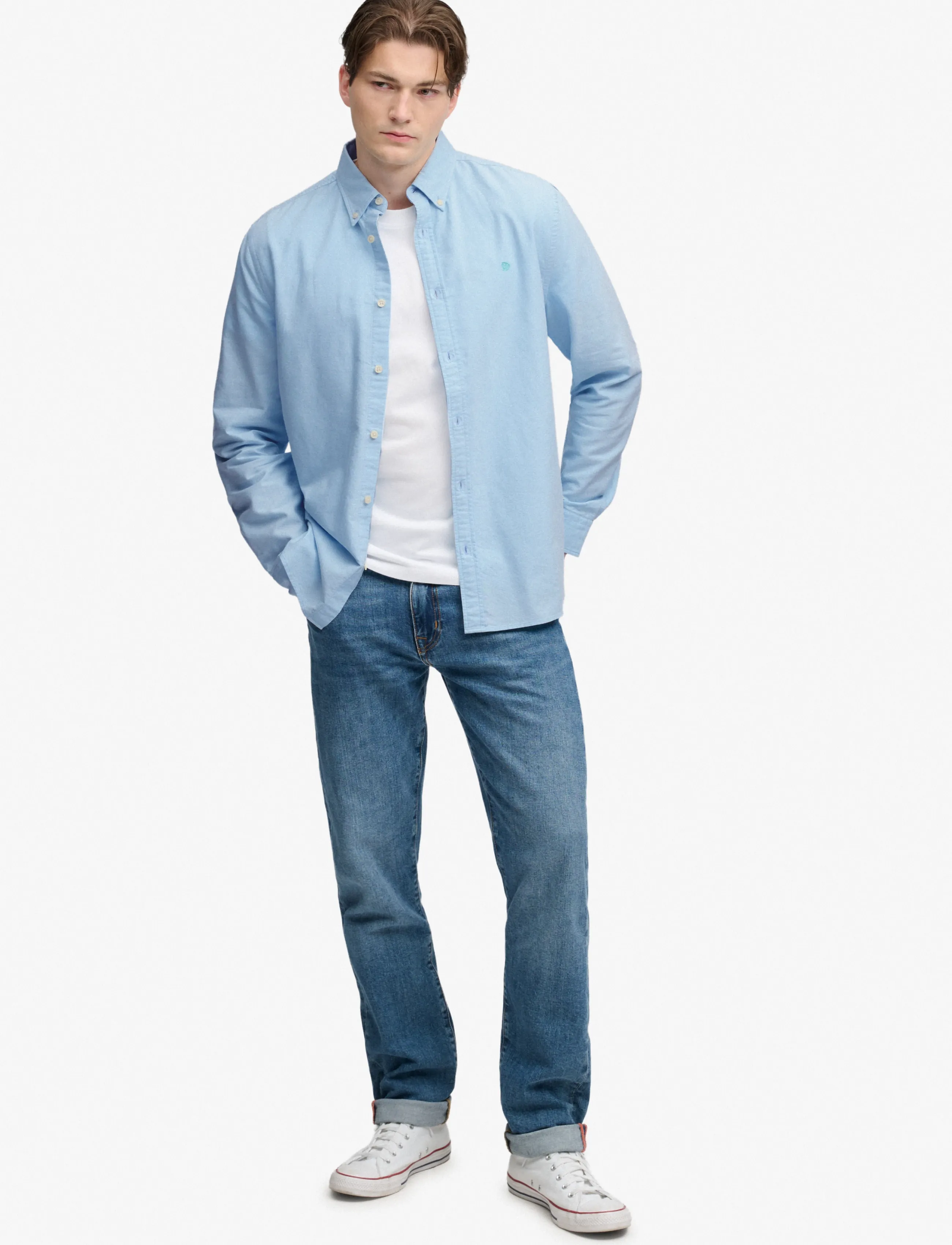 Superdry - PREPPY OXFORD L/S SHIRT - gestreifte hemden - pale blue chambray - 5