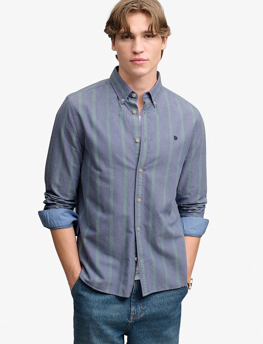 Superdry - PREPPY OXFORD L/S SHIRT - triibulised särgid - triple stripe navy - 0