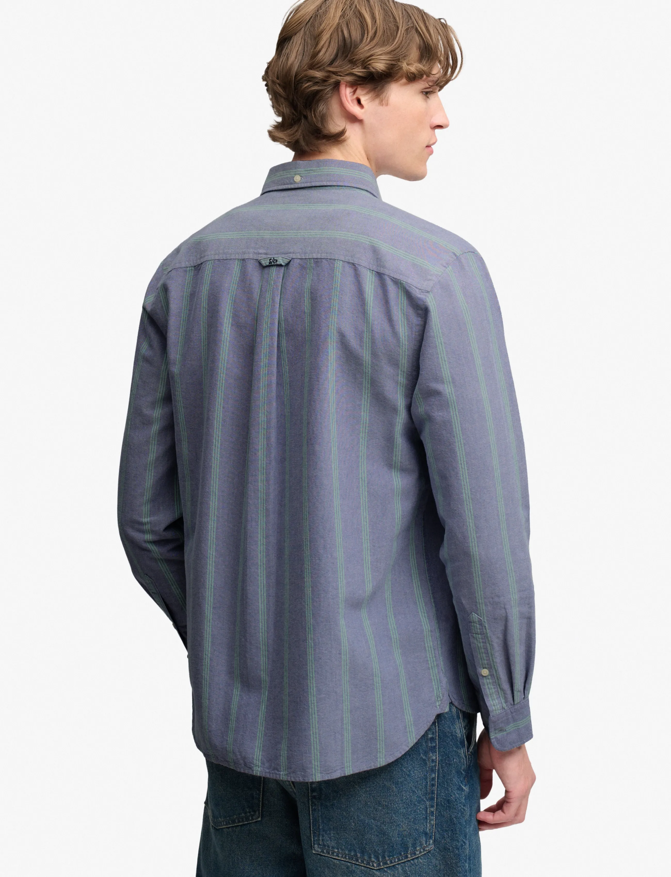 Superdry - PREPPY OXFORD L/S SHIRT - triibulised särgid - triple stripe navy - 2