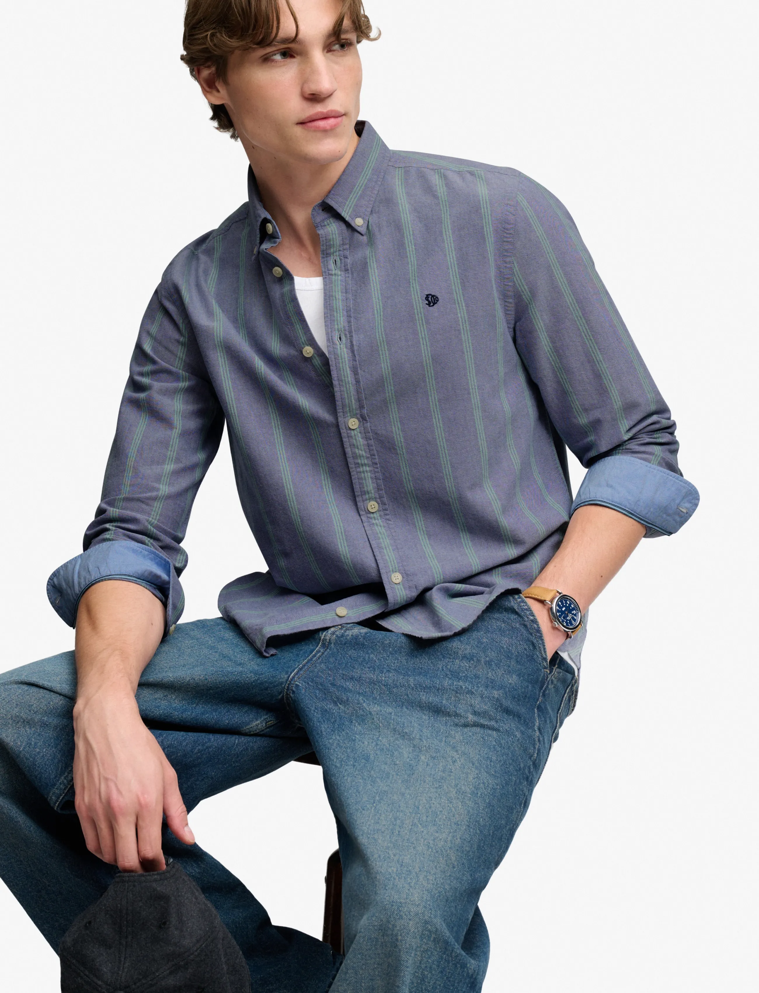 Superdry - PREPPY OXFORD L/S SHIRT - triibulised särgid - triple stripe navy - 4