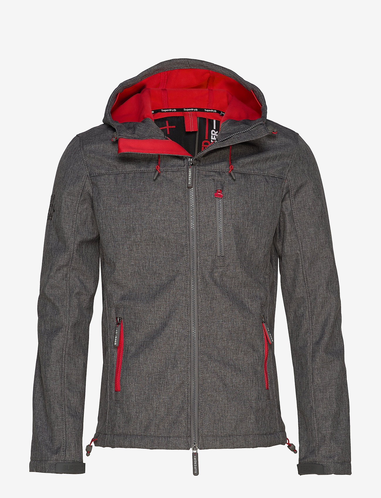 Superdry - HOODED WINDTREKKER - smoke grey marl/scarlet - 0