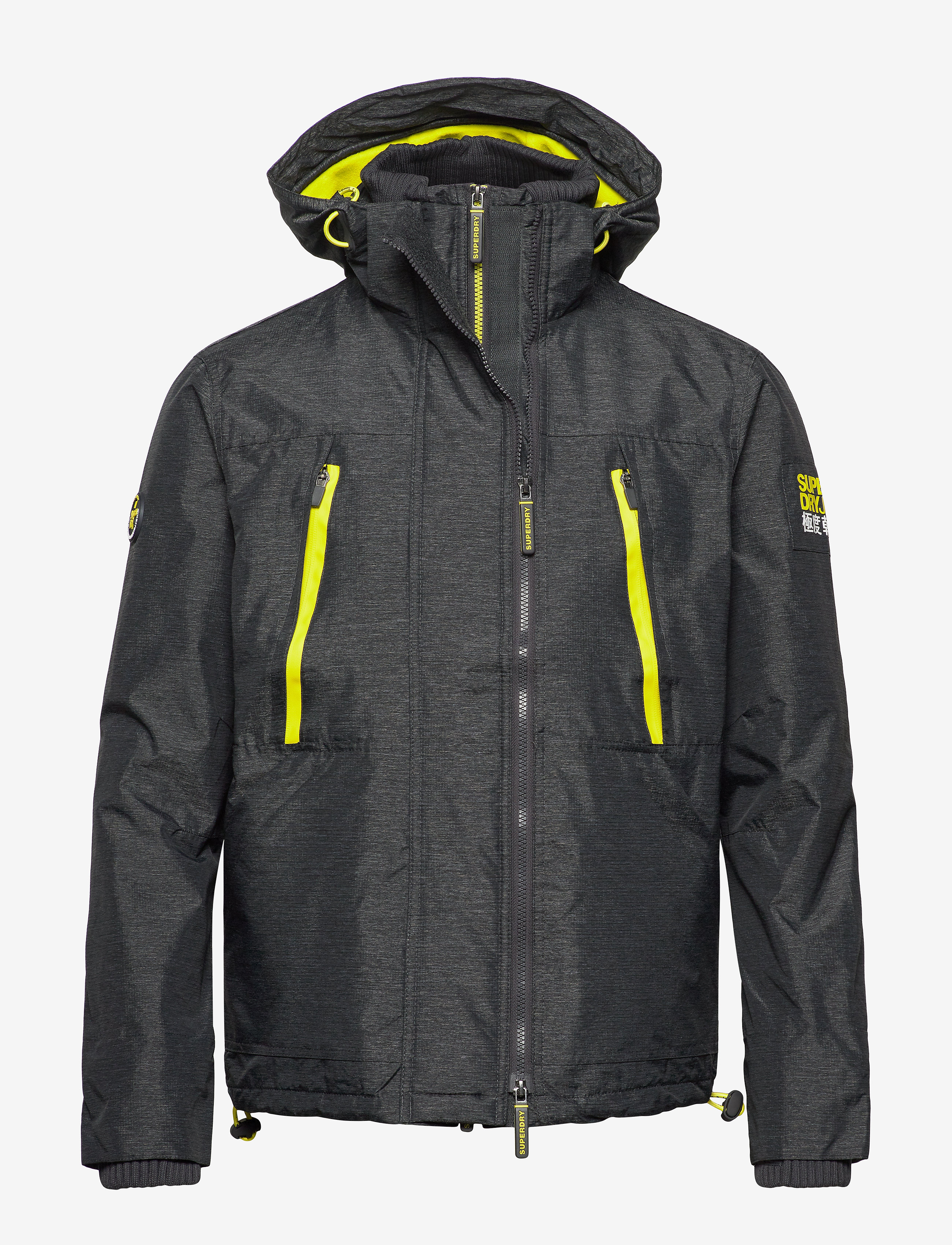 Superdry - HOODED POLAR WINDATTACKER - black grit/acid lime - 1