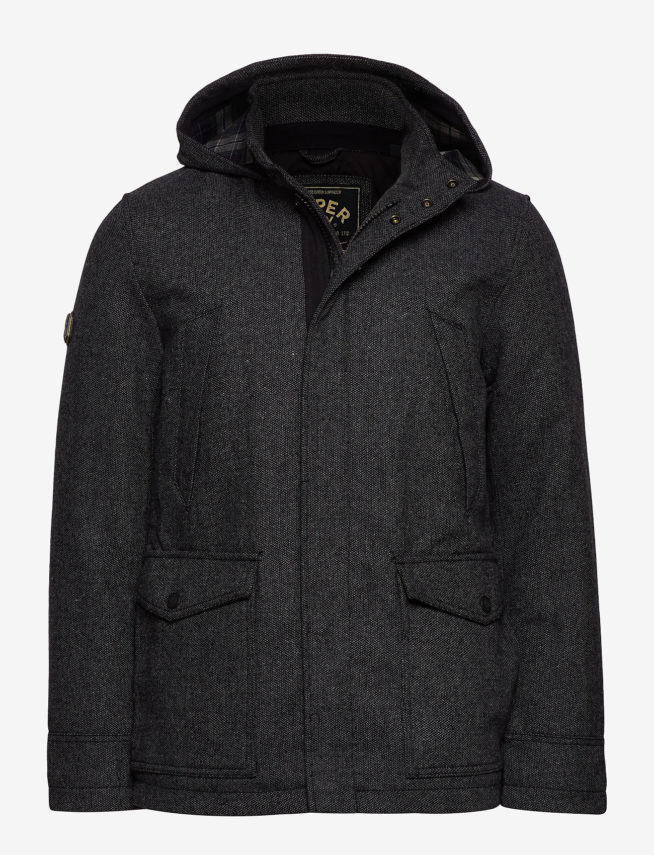 Superdry - GYTON HOODED WOOL COAT - charcoal - 0