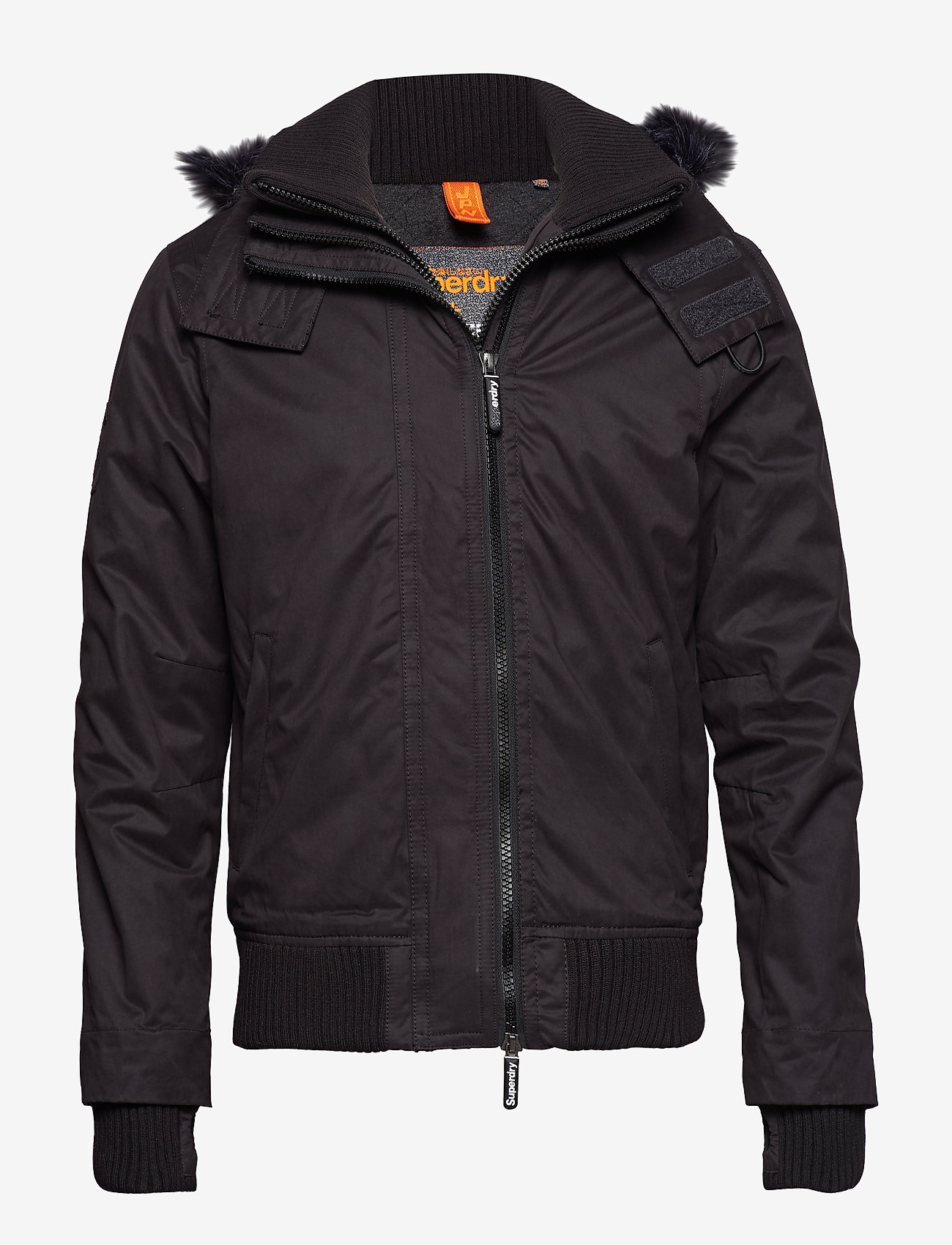 MICROFIBRE FUR HOOD WINDBOMBER - BLACK/BLACK