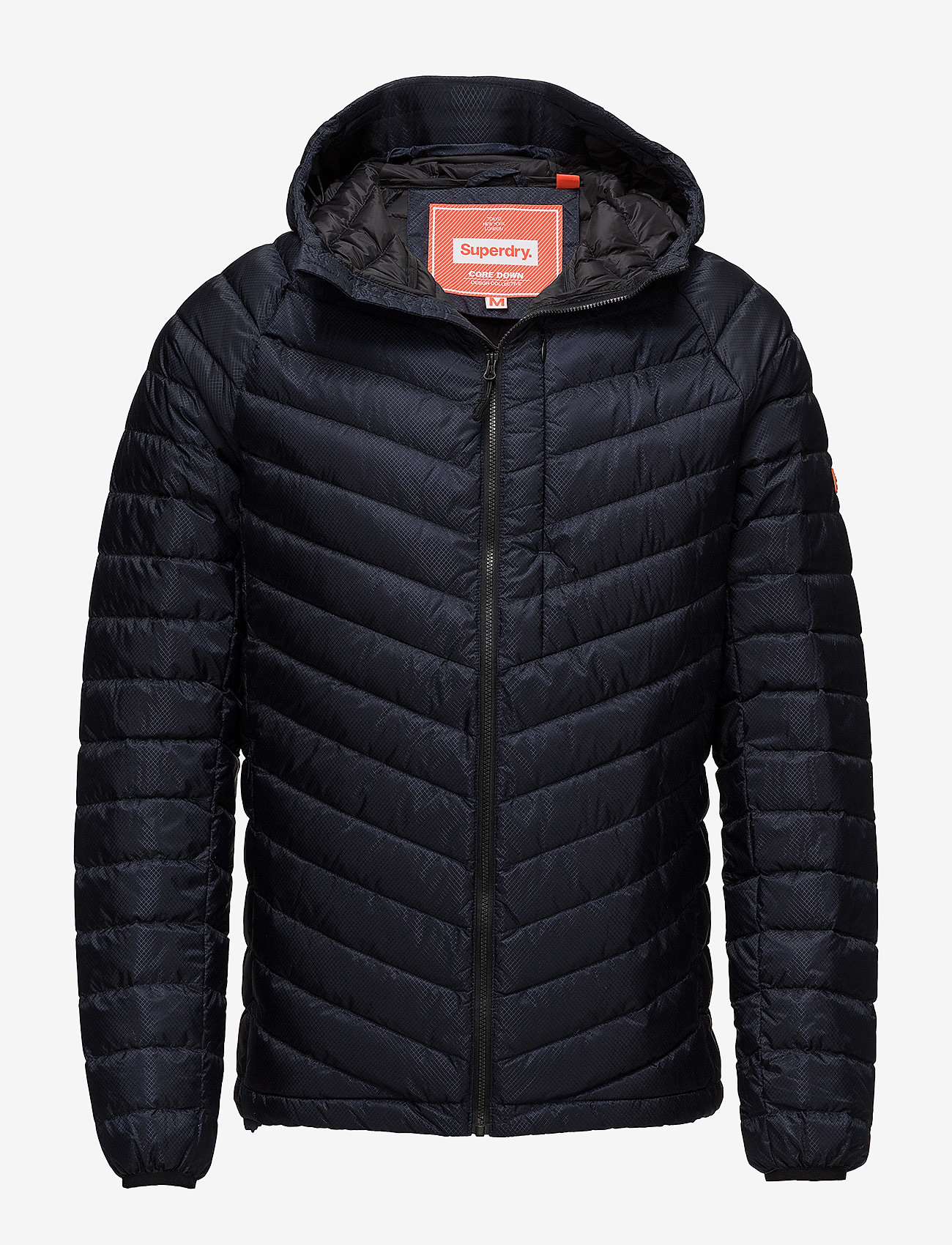 MICRO QUILT DOWN HOODED JACKET - DARK NAVY