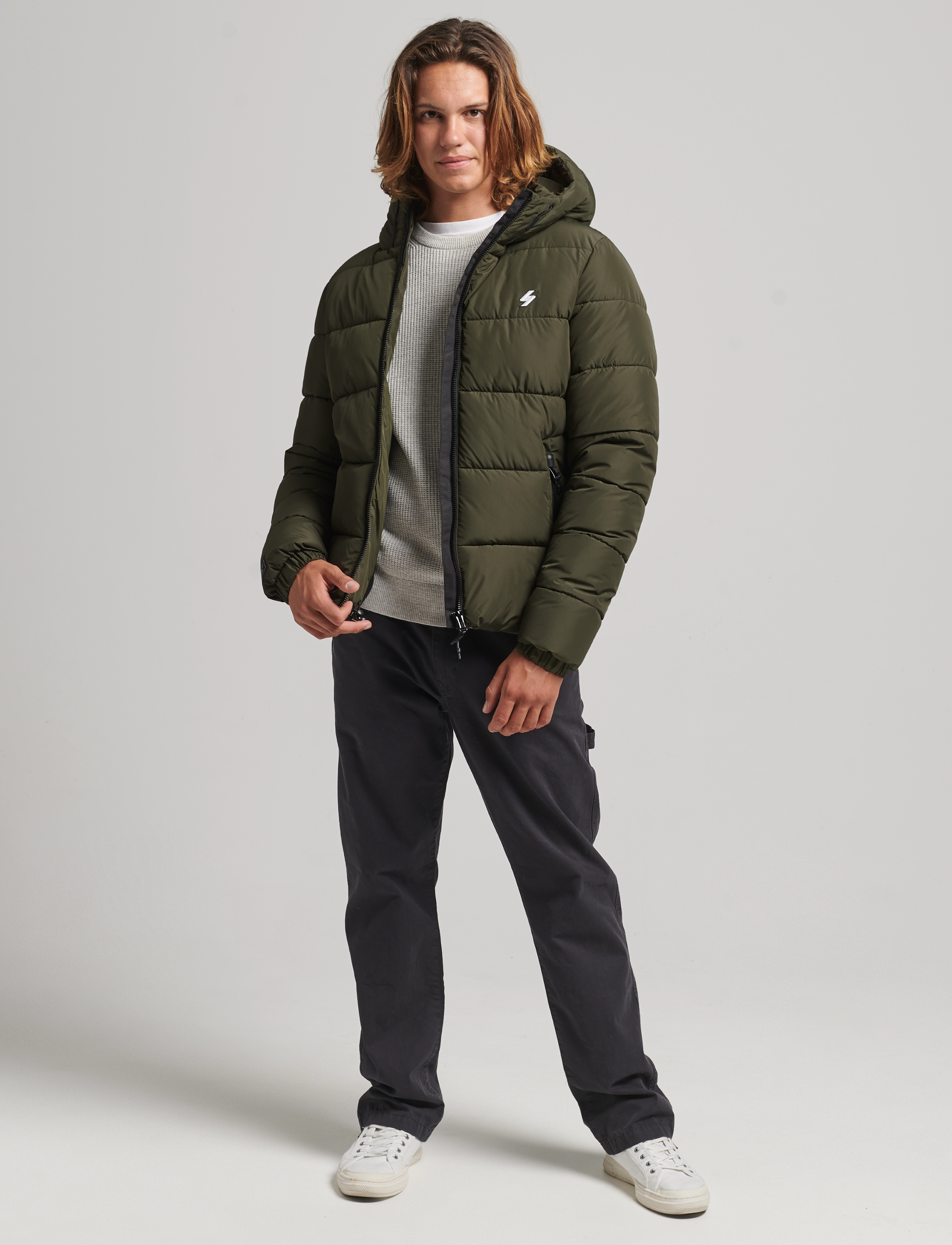 Superdry - HOODED SPORTS PUFFER - dark moss - 3