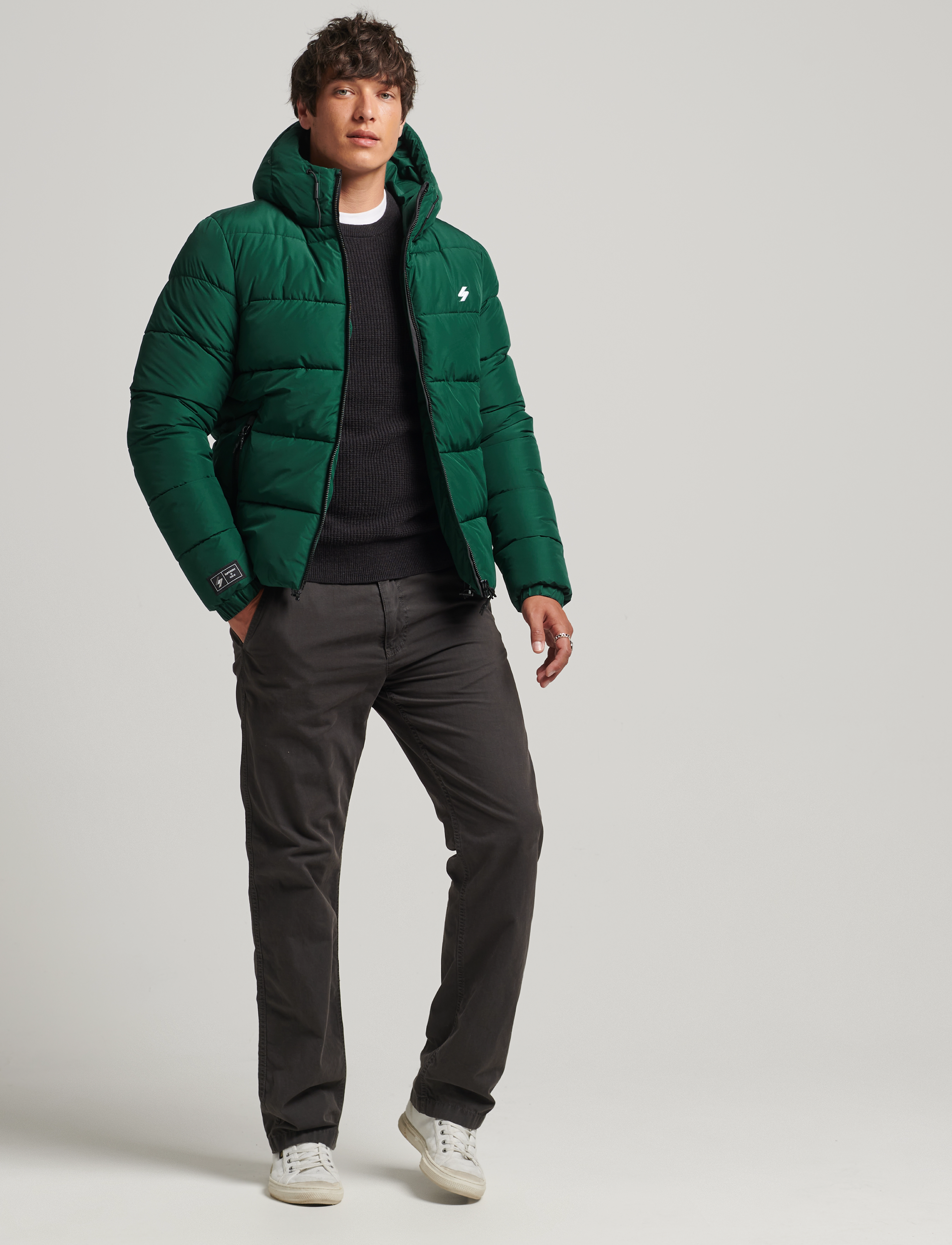 Superdry - HOODED SPORTS PUFFER - mid pine - 3