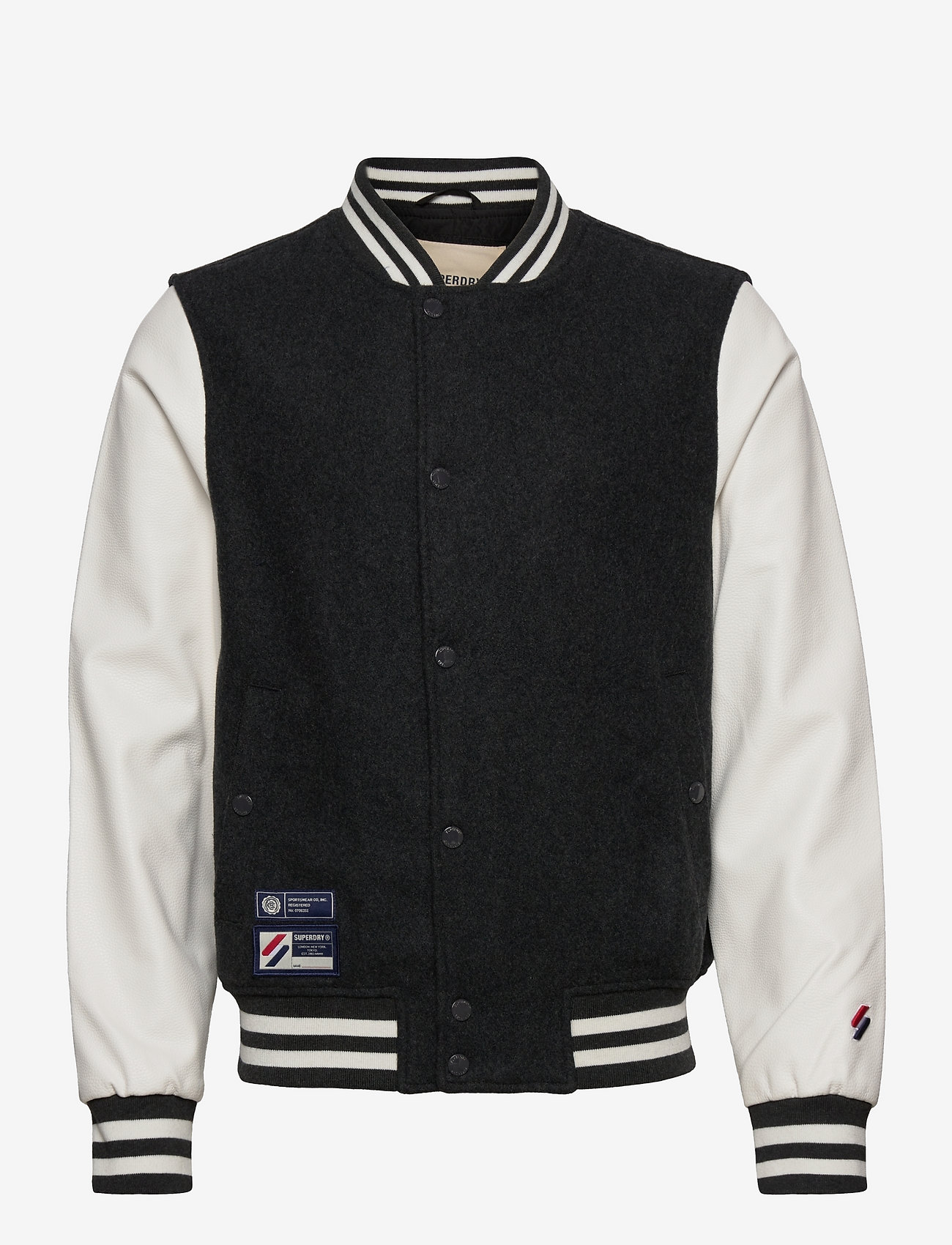 Superdry - WOOL VARSITY BASEBALL JKT - charcoal marl/ecru - 0