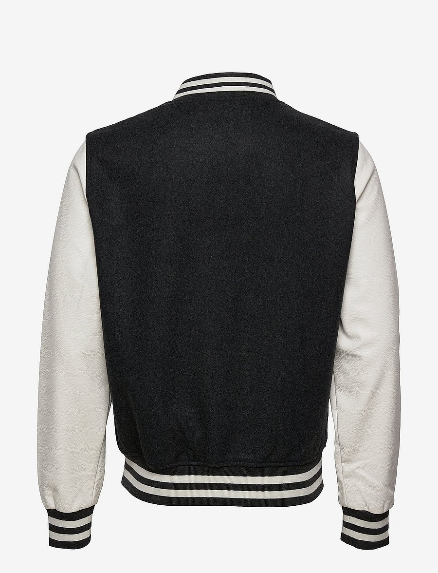 Superdry - WOOL VARSITY BASEBALL JKT - charcoal marl/ecru - 1
