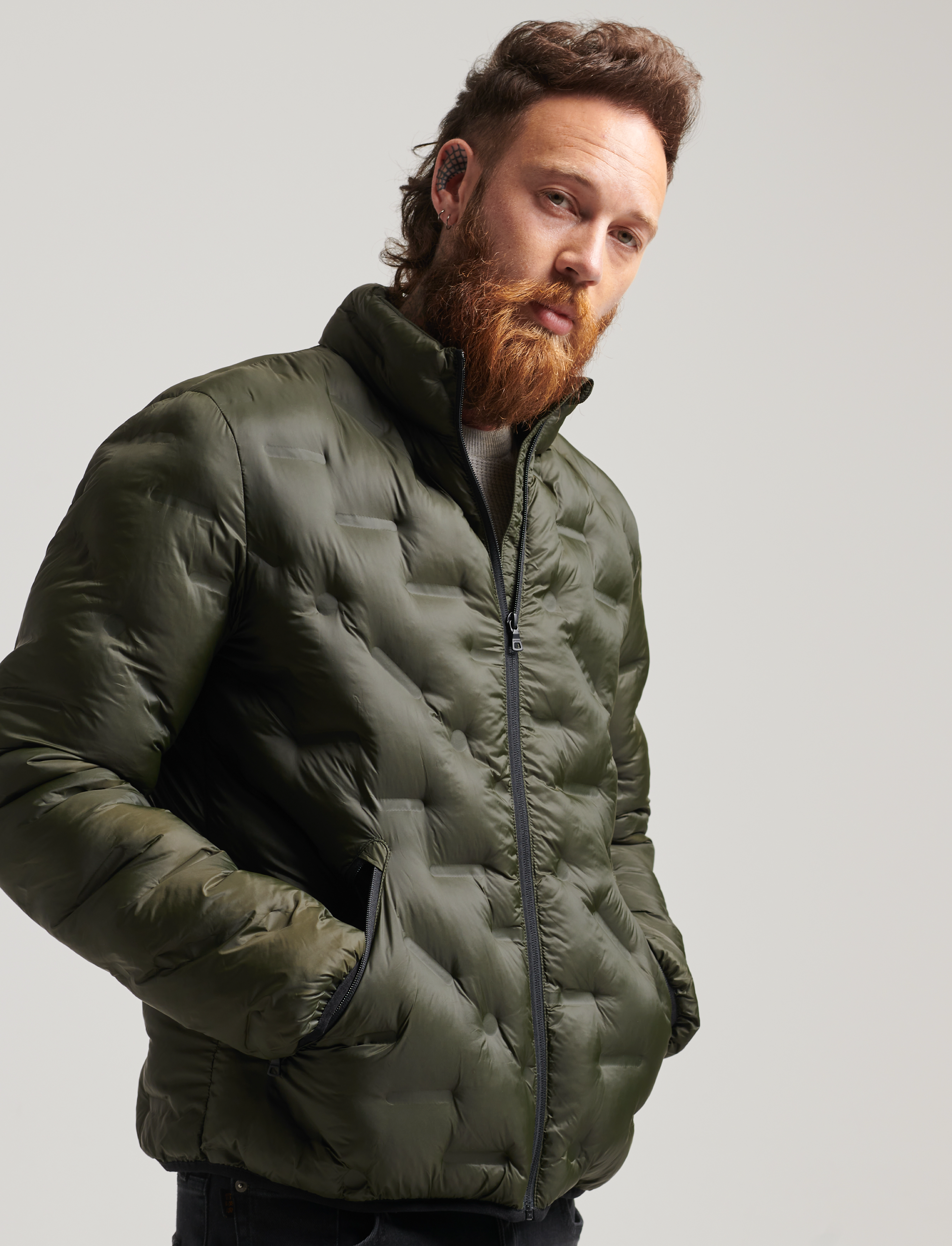 Superdry - STUDIOS HEAT SEAL QUILT JACKET - surplus goods olive - 2