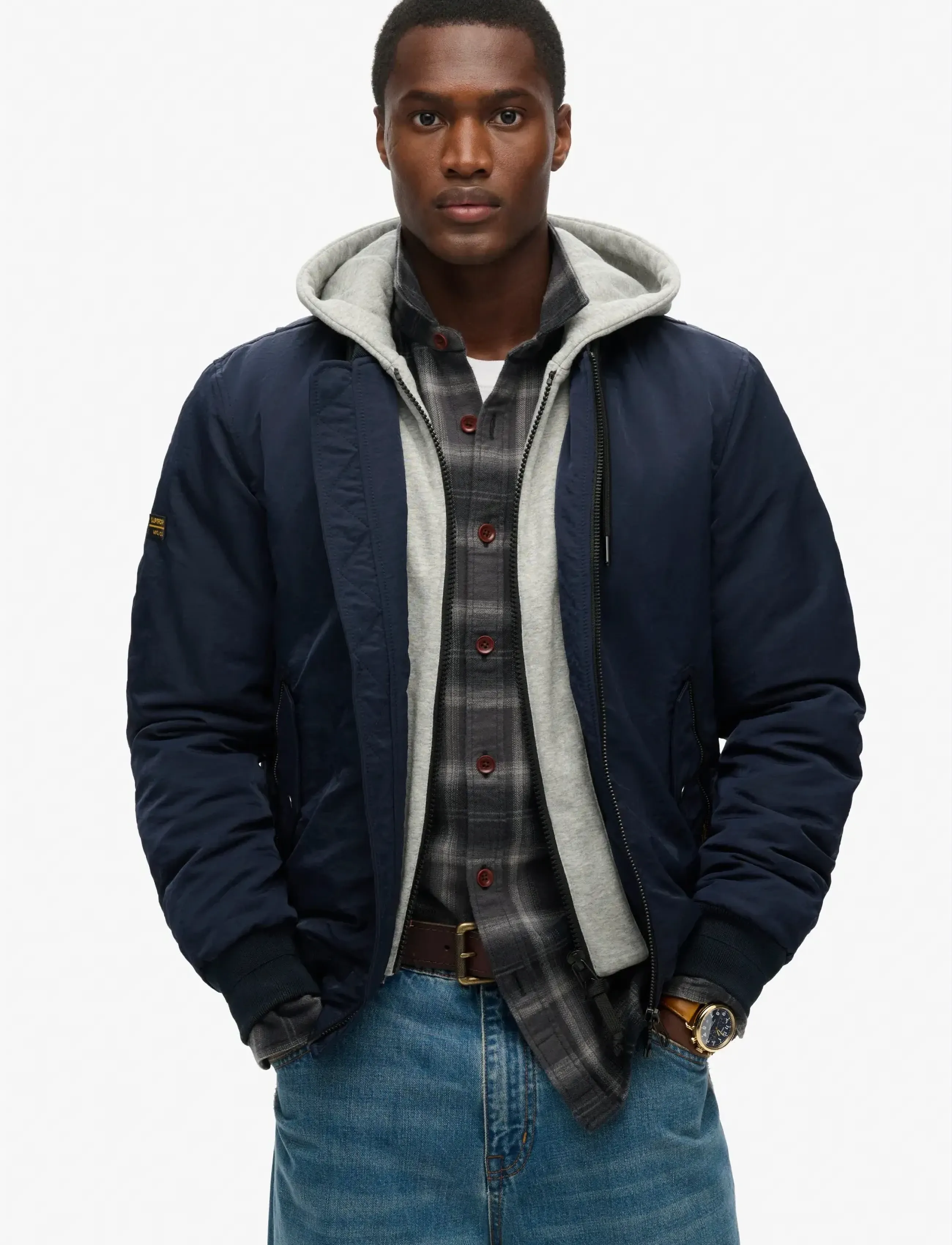 Superdry Military Hooded Ma1 Jacket, S, Jackets, Marineblau - Bomber Männerswear