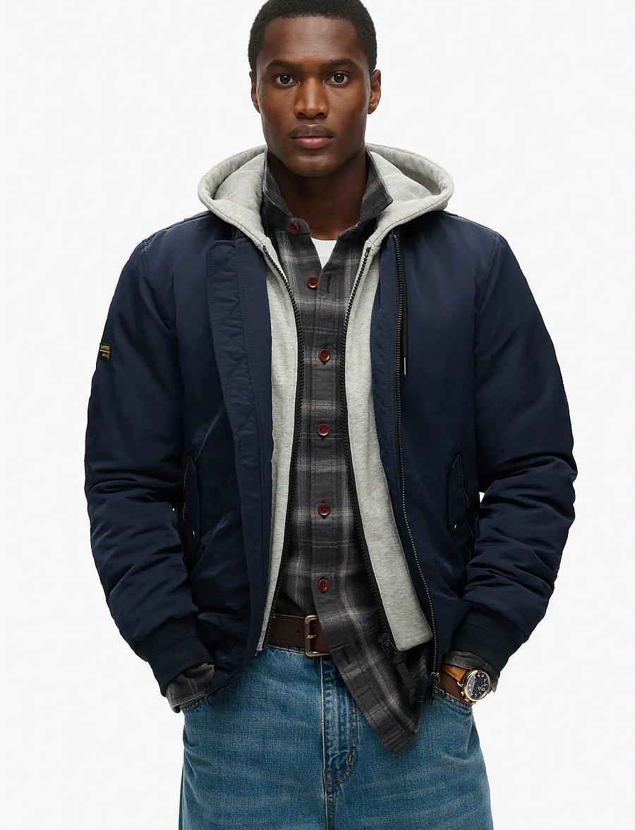 Superdry - MILITARY HOODED MA1 JACKET - hybridjakker - eclipse navy - 0