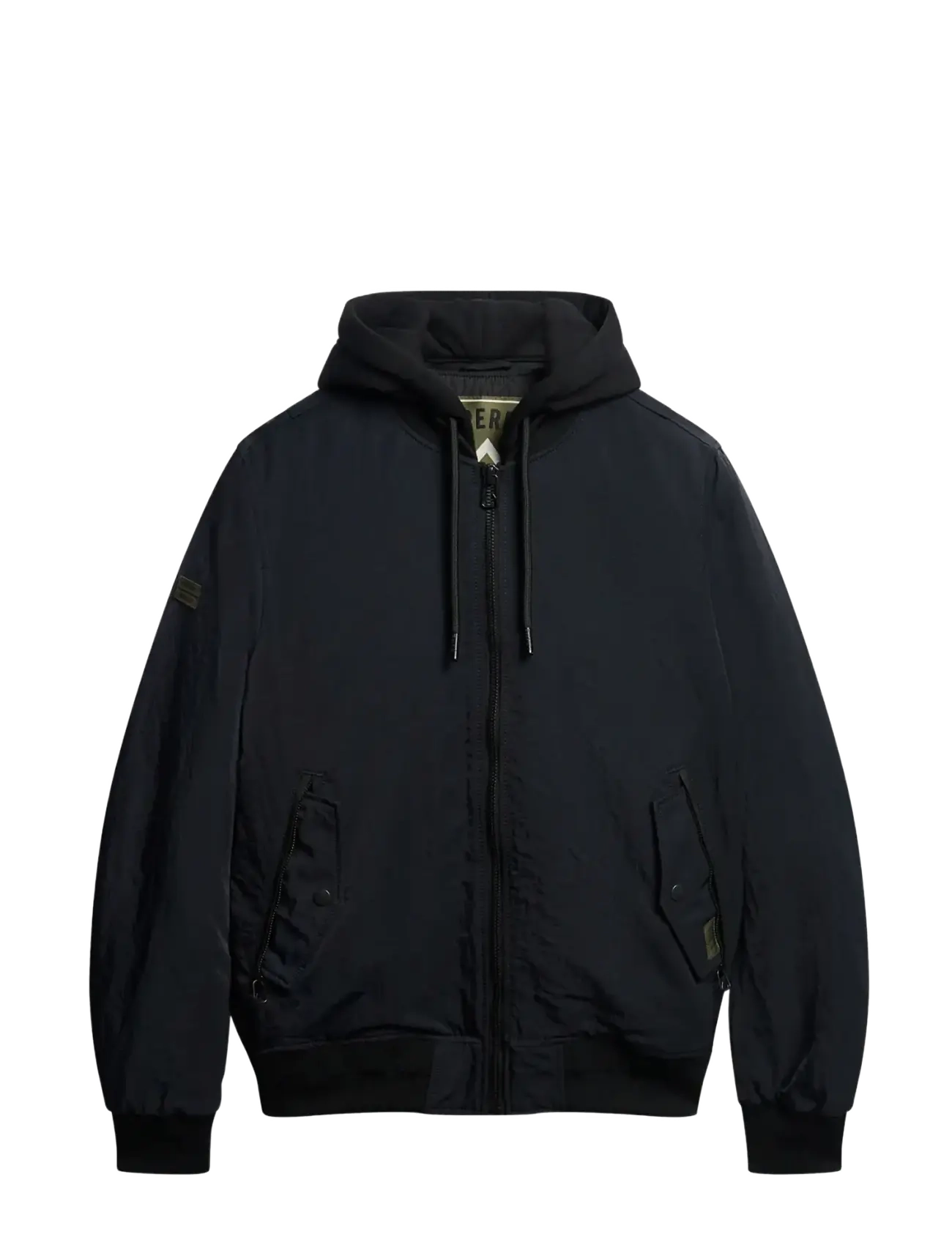 MILITARY HOODED MA1 JACKET - JET BLACK