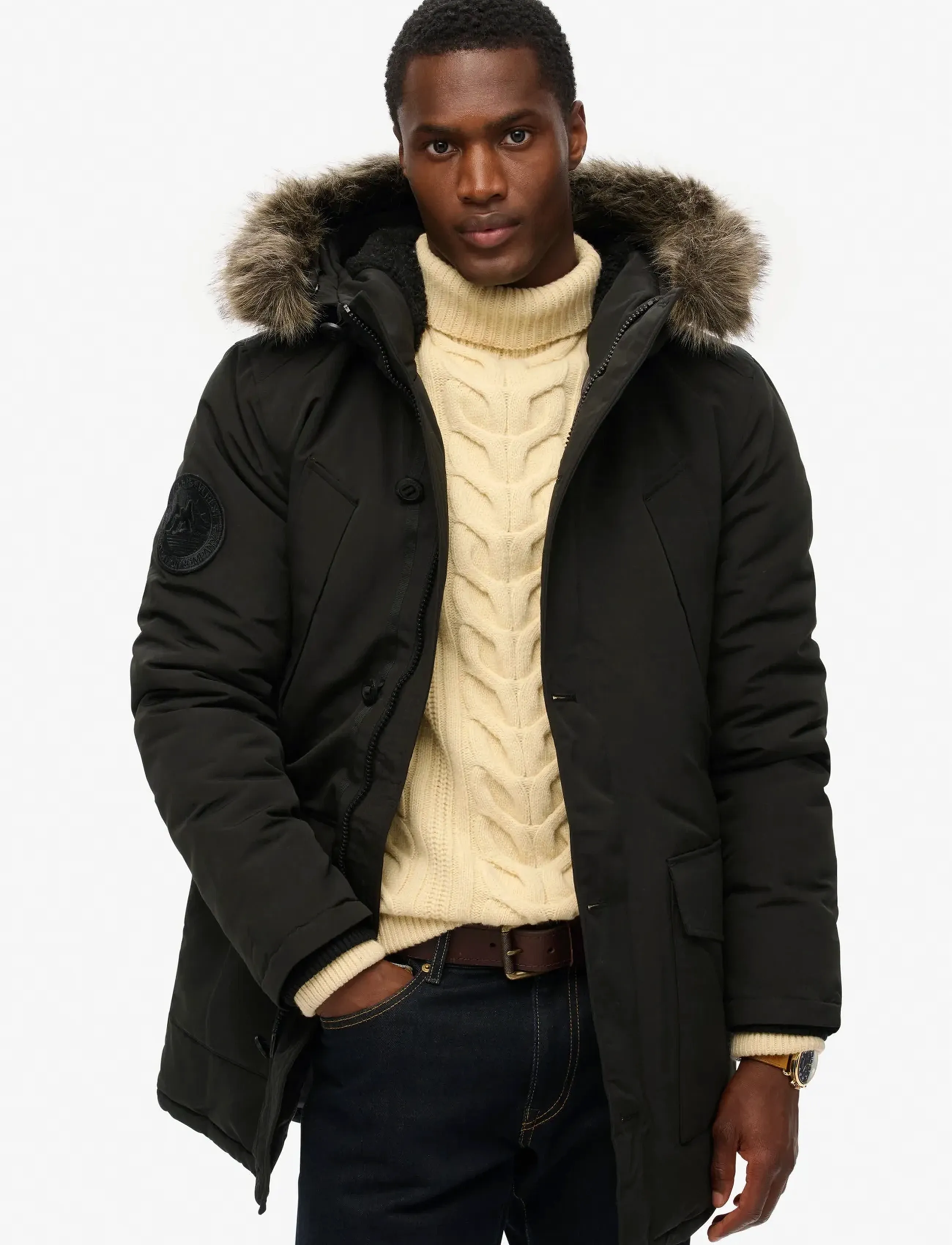 Superdry - EVEREST FAUX FUR HOODED PARKA - jet black - 0
