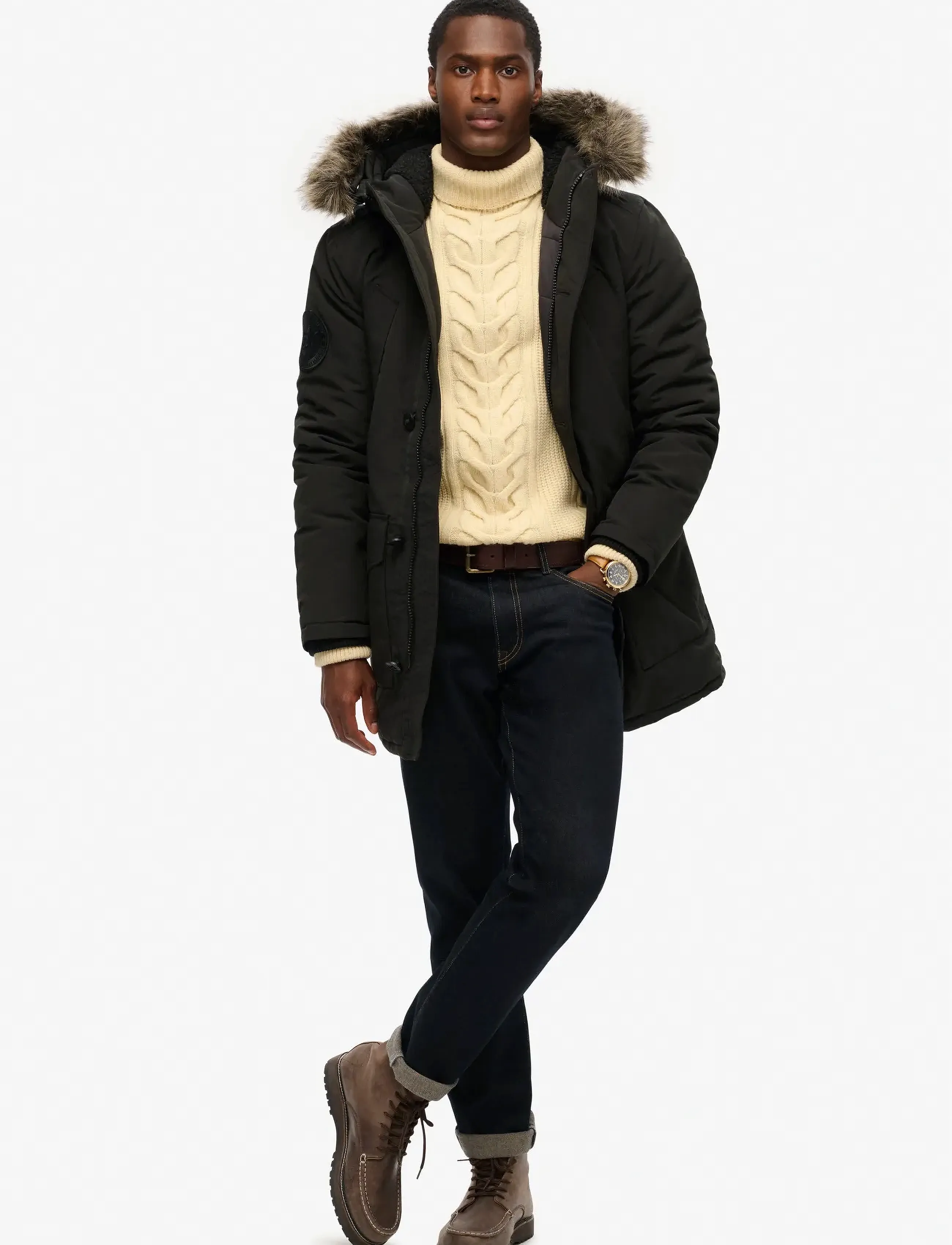 Superdry - EVEREST FAUX FUR HOODED PARKA - jet black - 3