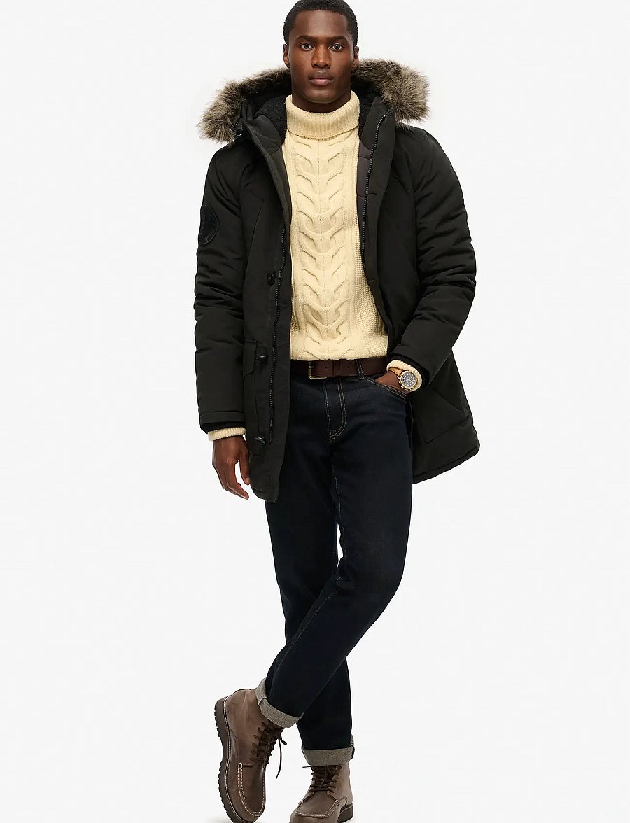 Superdry - EVEREST FAUX FUR HOODED PARKA - jet black - 3