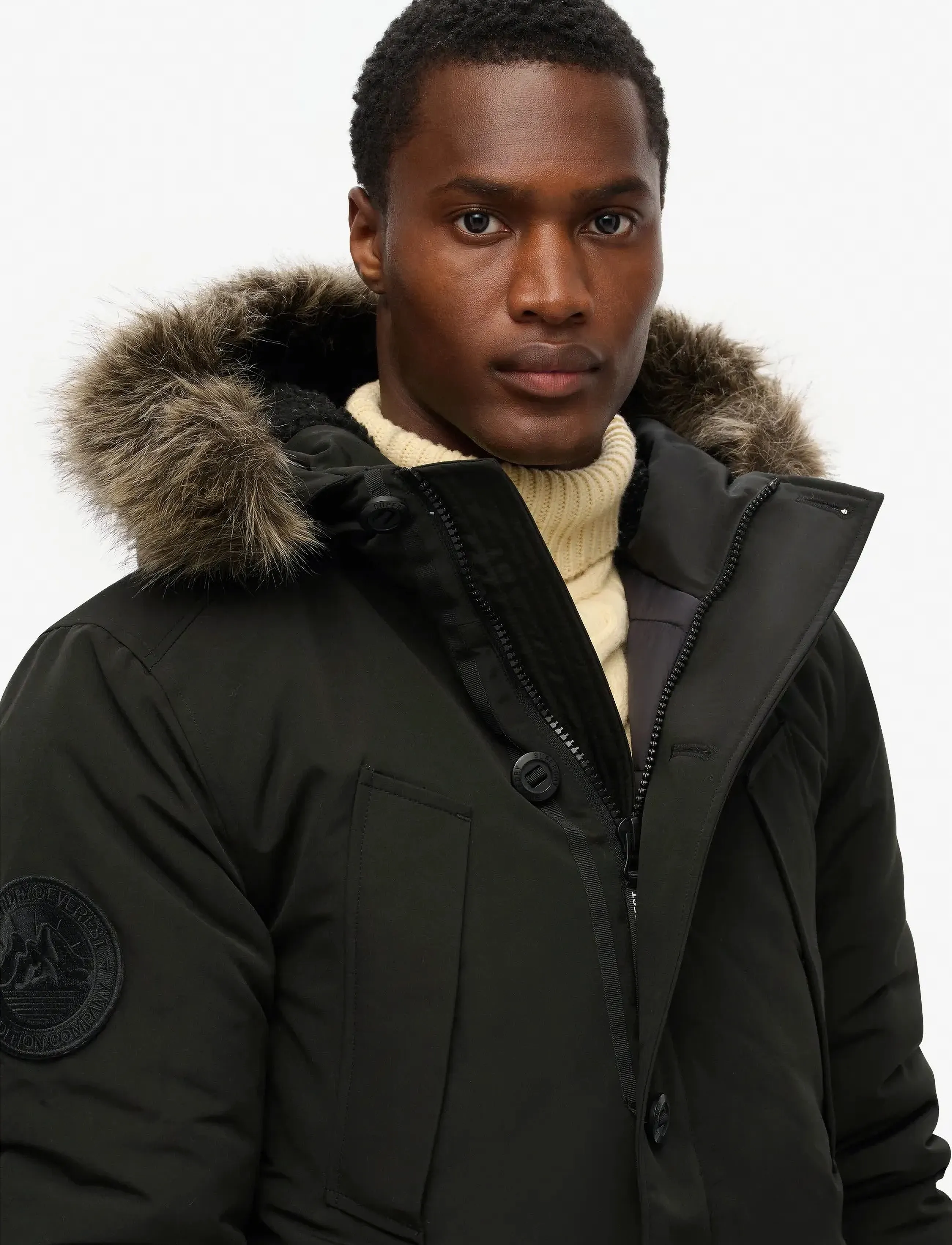 Superdry - EVEREST FAUX FUR HOODED PARKA - jet black - 4