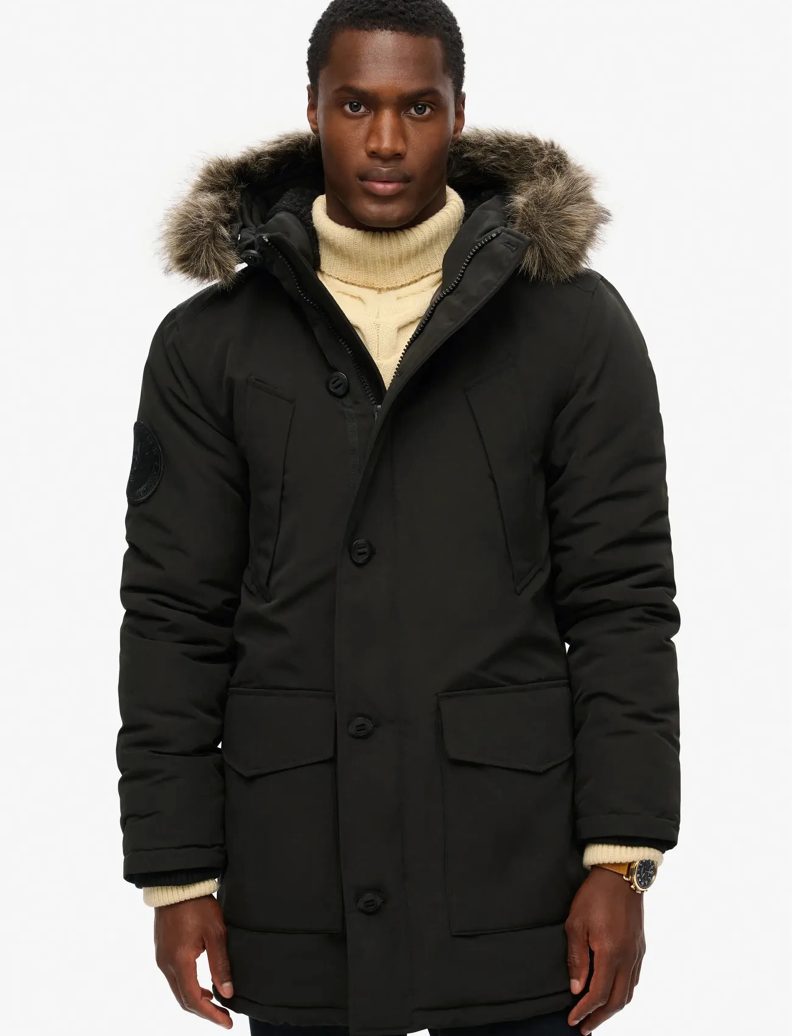 Superdry - EVEREST FAUX FUR HOODED PARKA - jet black - 5