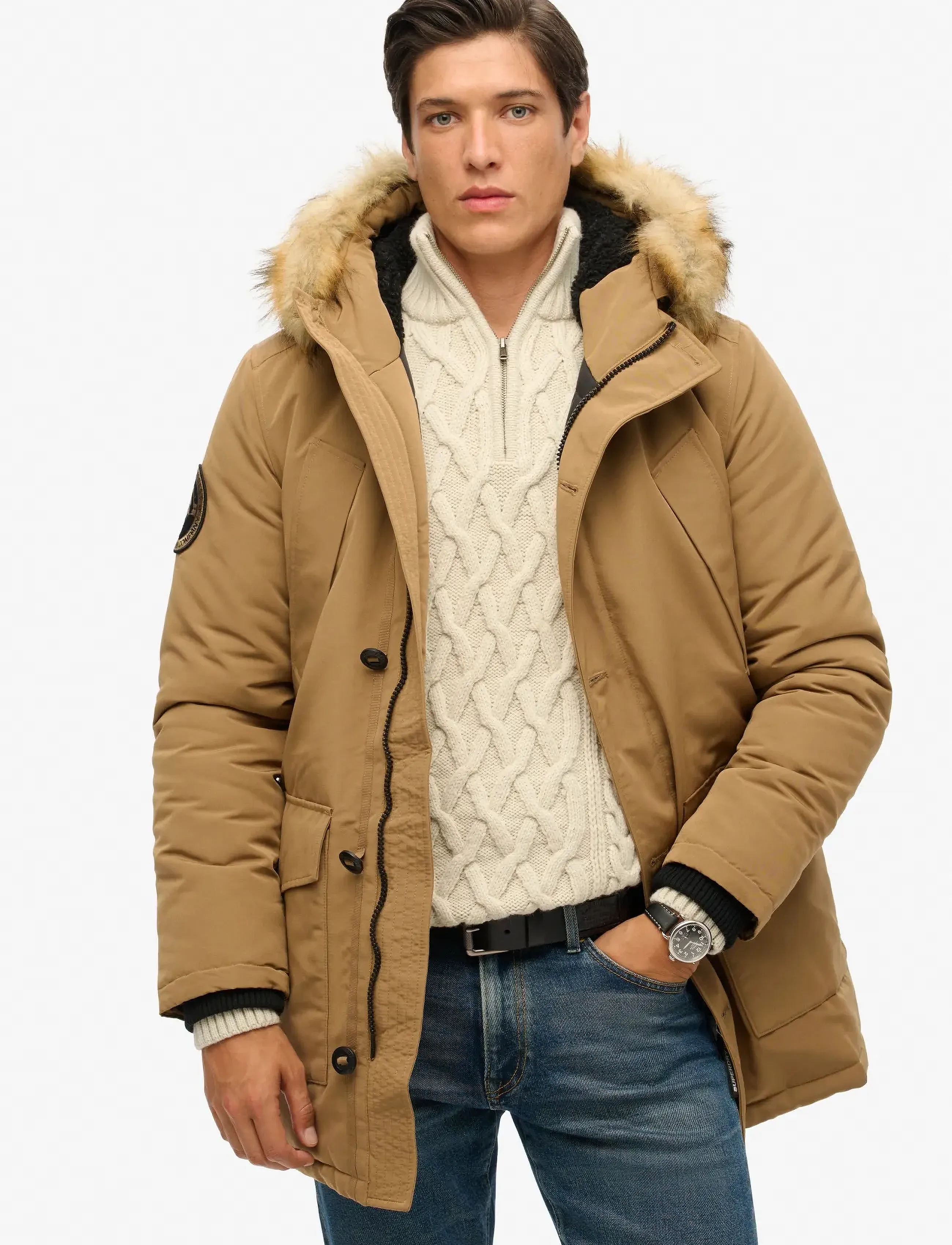 Superdry EVEREST FAUX FUR HOODED PARKA - Riided - SANDSTONE BROWN / beige