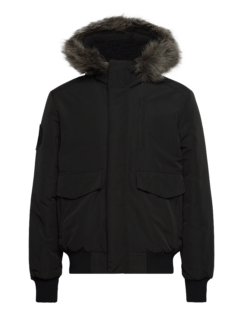 Superdry - EVEREST HOODED PUFFER BOMBER - vinterjackor - jet black - 1