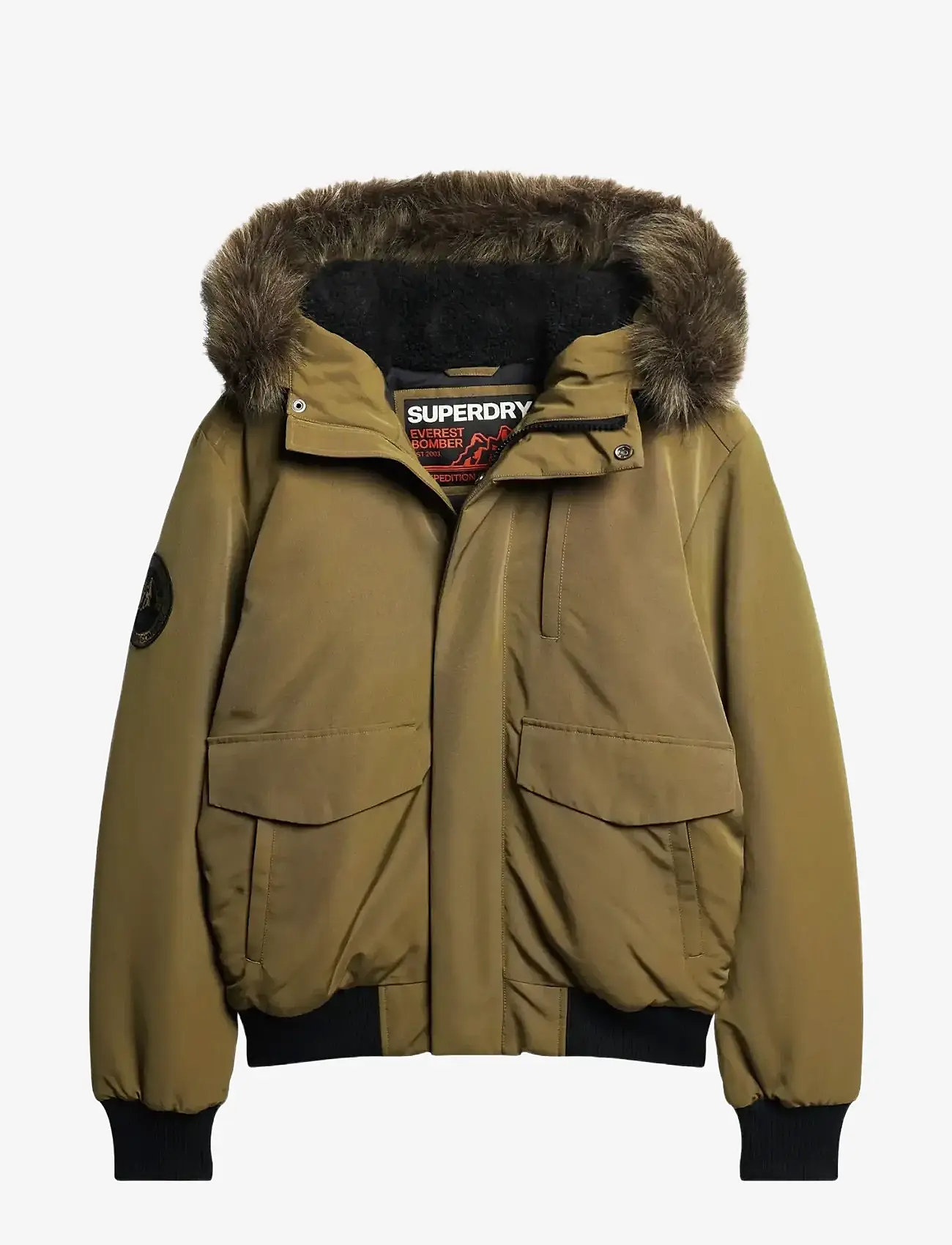 Superdry - EVEREST HOODED PUFFER BOMBER - vinterjackor - military olive - 1