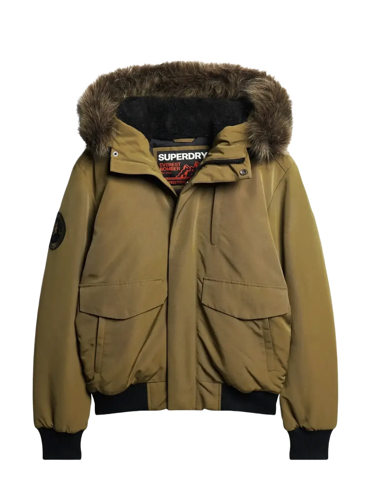 Superdry EVEREST HOODED PUFFER BOMBER - Vaatteet - MILITARY OLIVE / khaki/green