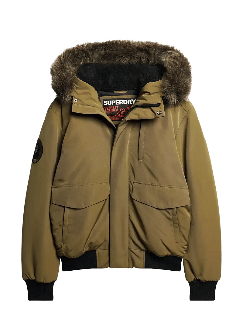 Superdry - EVEREST HOODED PUFFER BOMBER - vinterjackor - military olive - 1