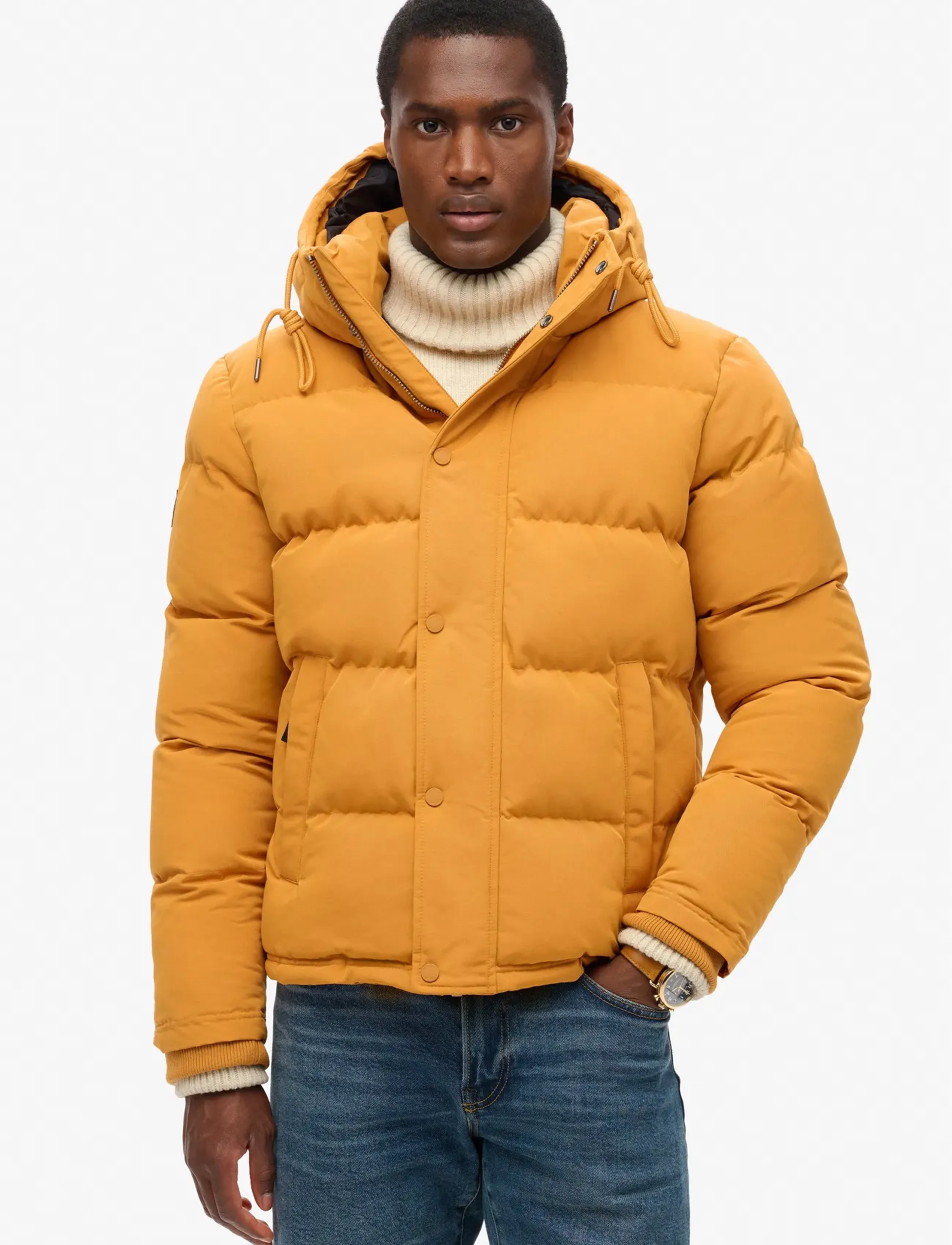 Superdry - EVEREST SHORT HOODED PUFFER - down jackets - mustard - 4